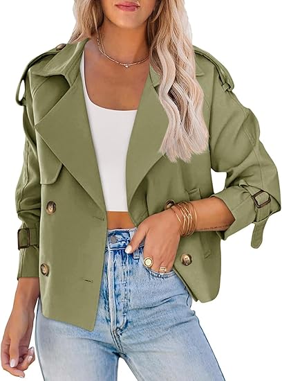 Saodimallsu Office-Chic Cropped Trench