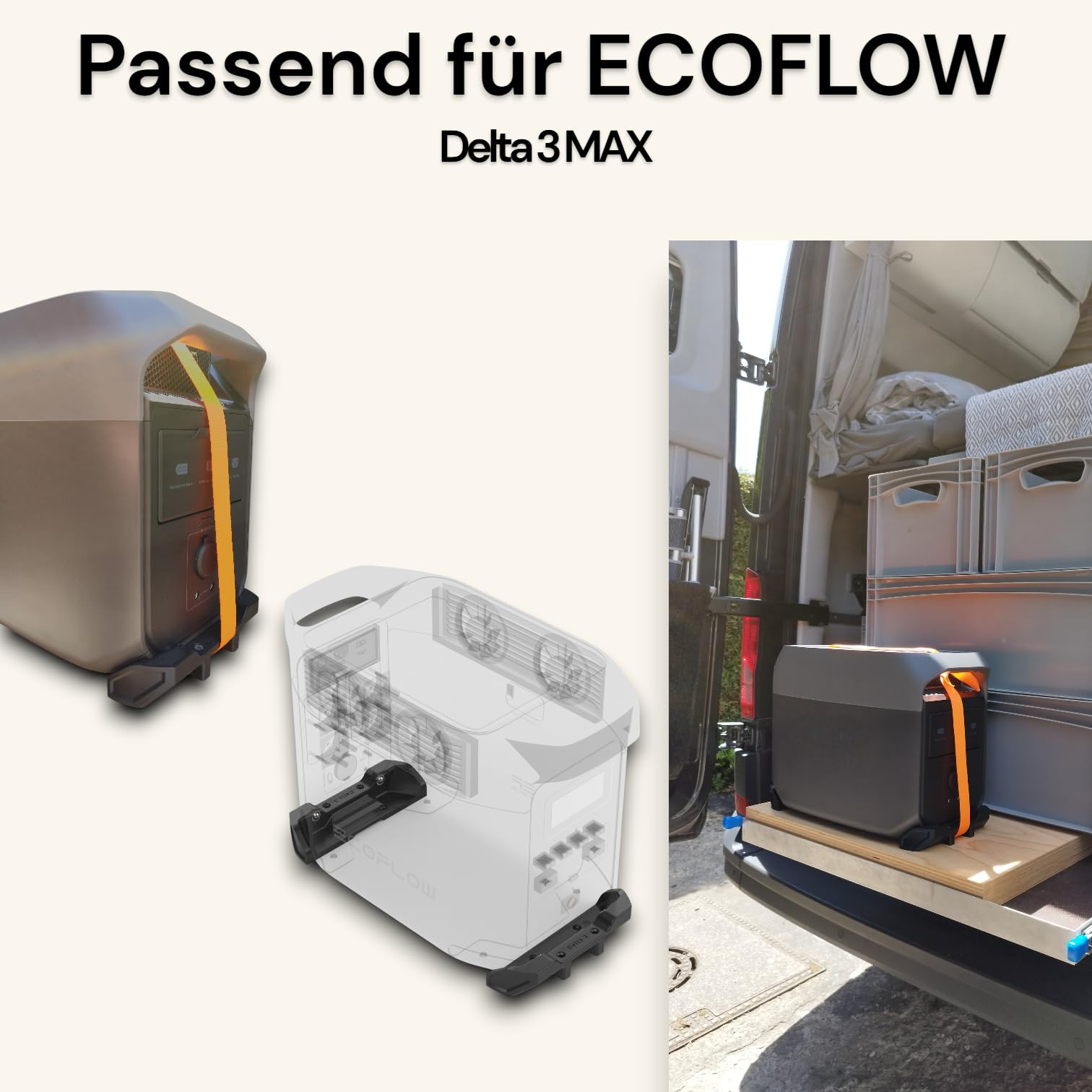 Halterung passend für Ecoflow Delta 3 MAX & MAX Plus | Wohnwagen,Wohnmobil, Boot & Zuhause