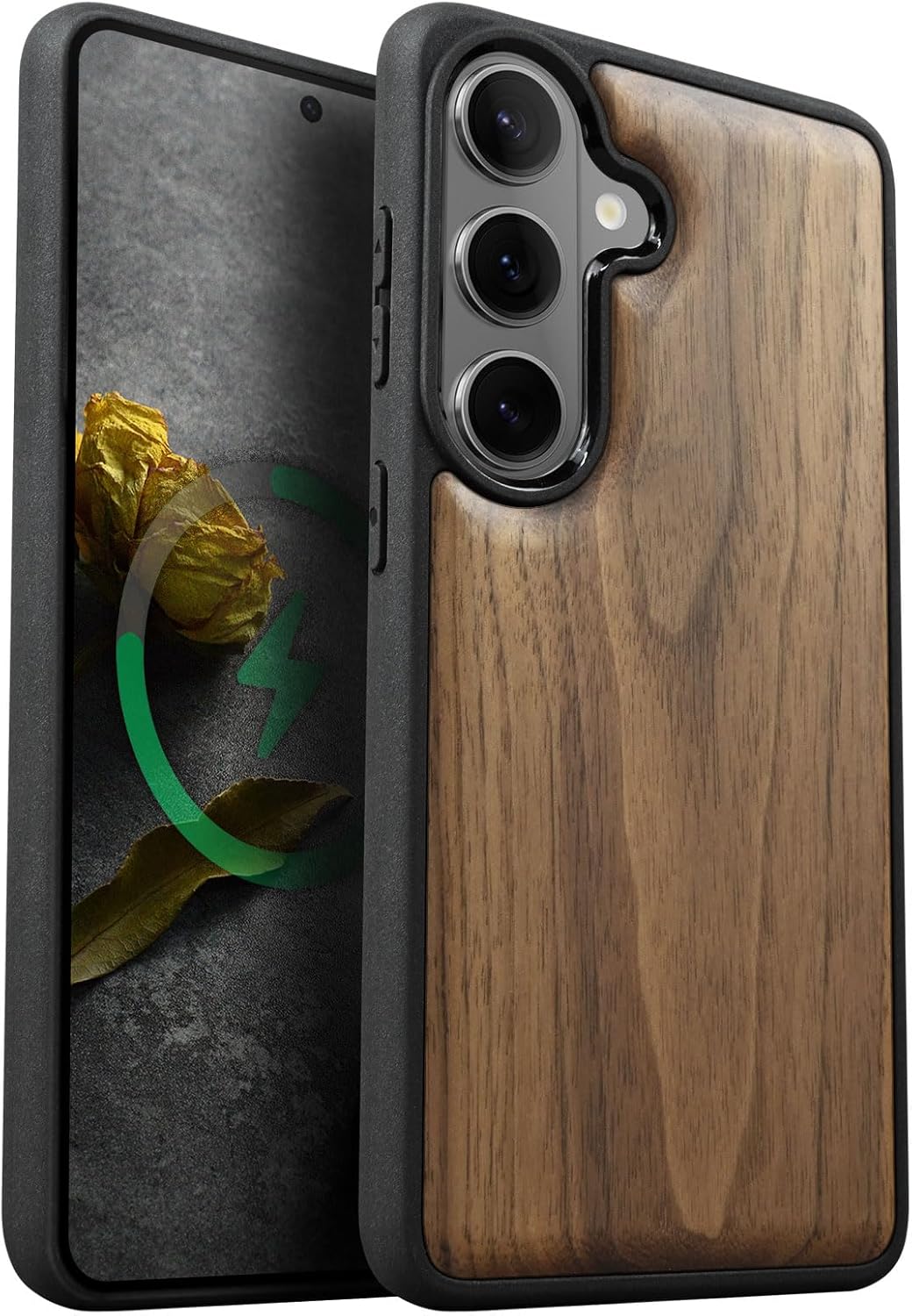 Carveit Magnetic Wooden Case for Samsung Galaxy S26 Case 2026, TPU Shockproof Cover & Wood Artisan Engraved, Compatible with MagSafe Wireless Chargers (Natural Grain) Walnut