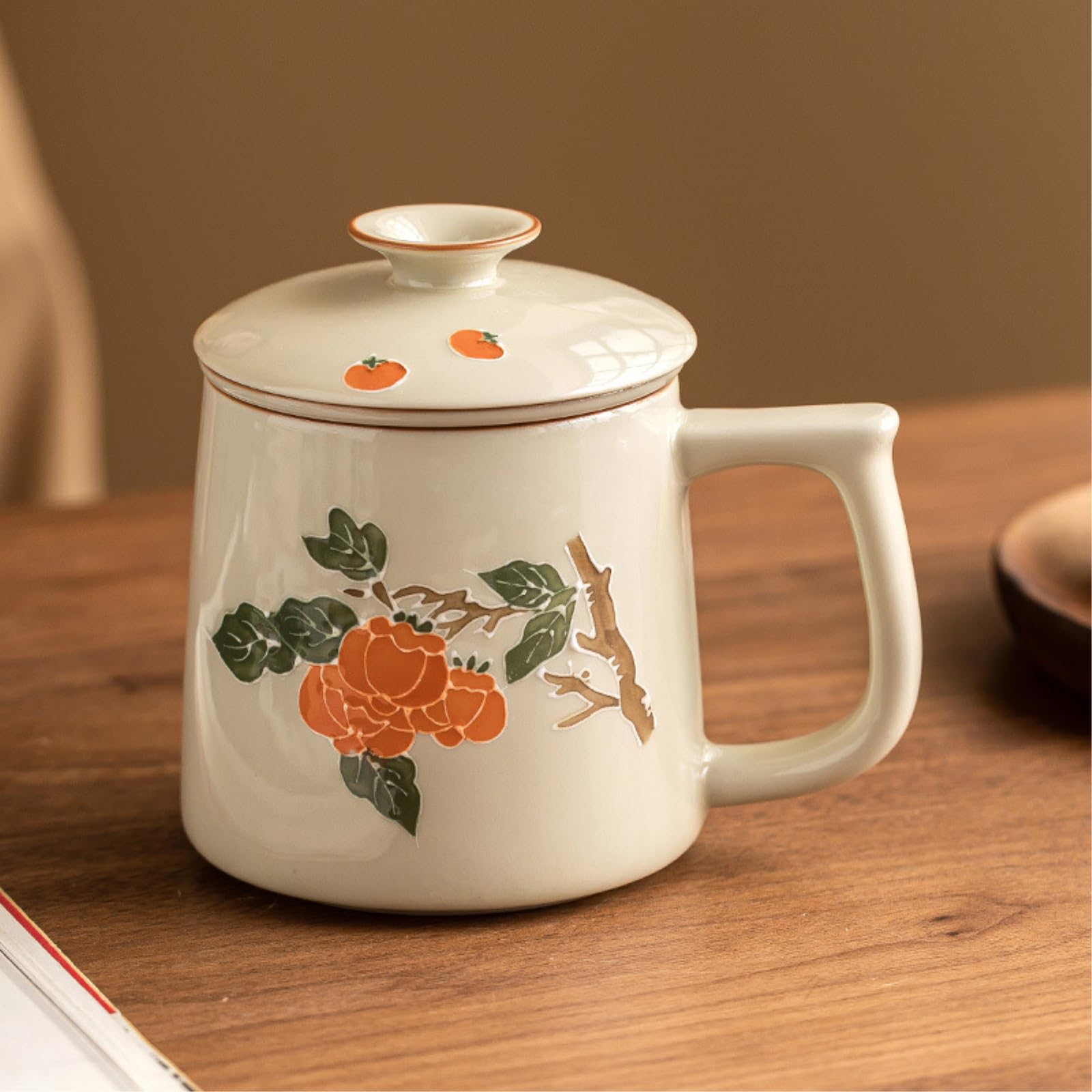 319 ml/297.7 g ręcznie malowane rzeźbione ceramiczne kubki