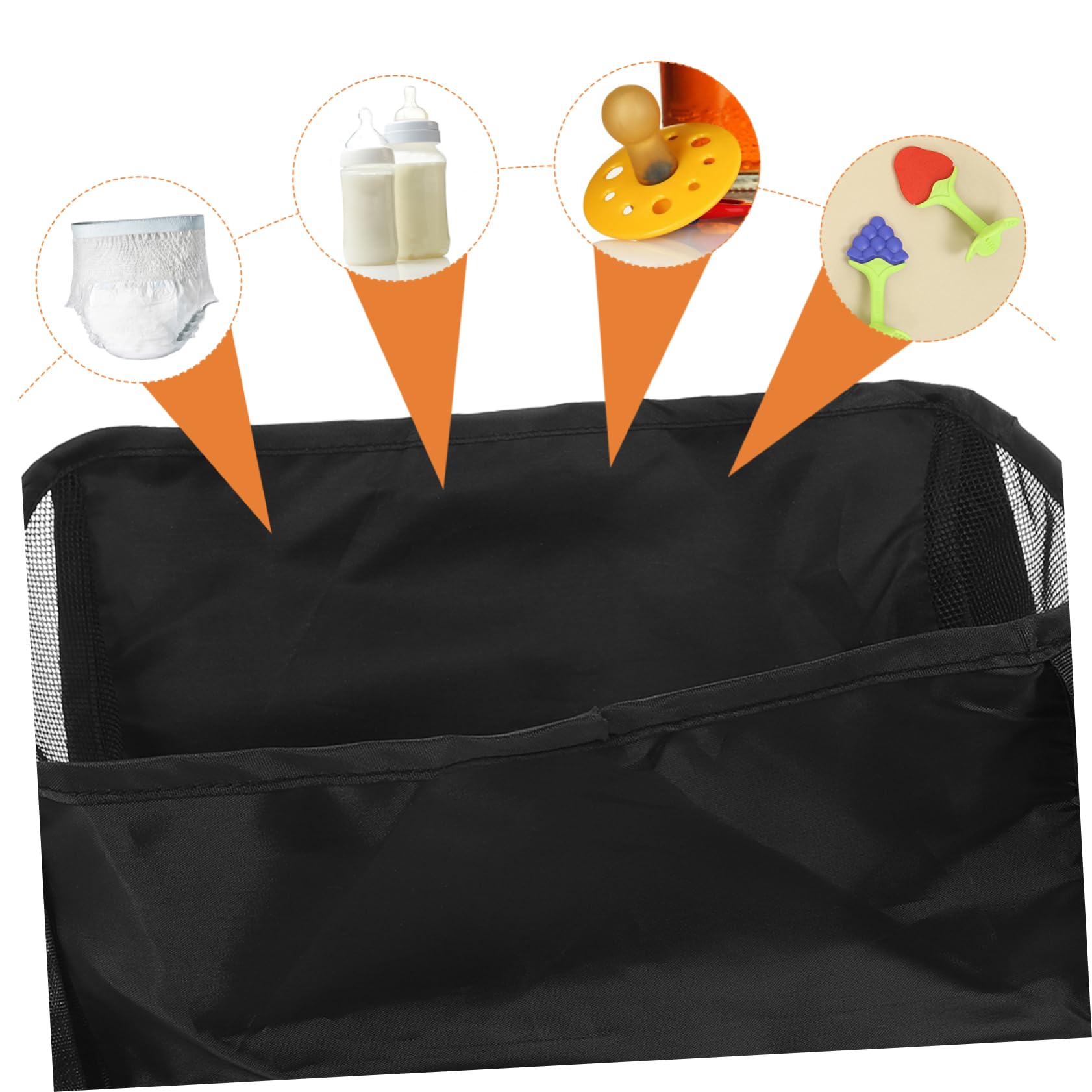 PartyKindom Borsa Portaoggetti per Passeggino, Organizer Fondo Passeggino Piccolo 32x22x13 Cm, Custodia Resistente Nero, per Viaggi e Attività All'aperto Ragazzo Ragazza