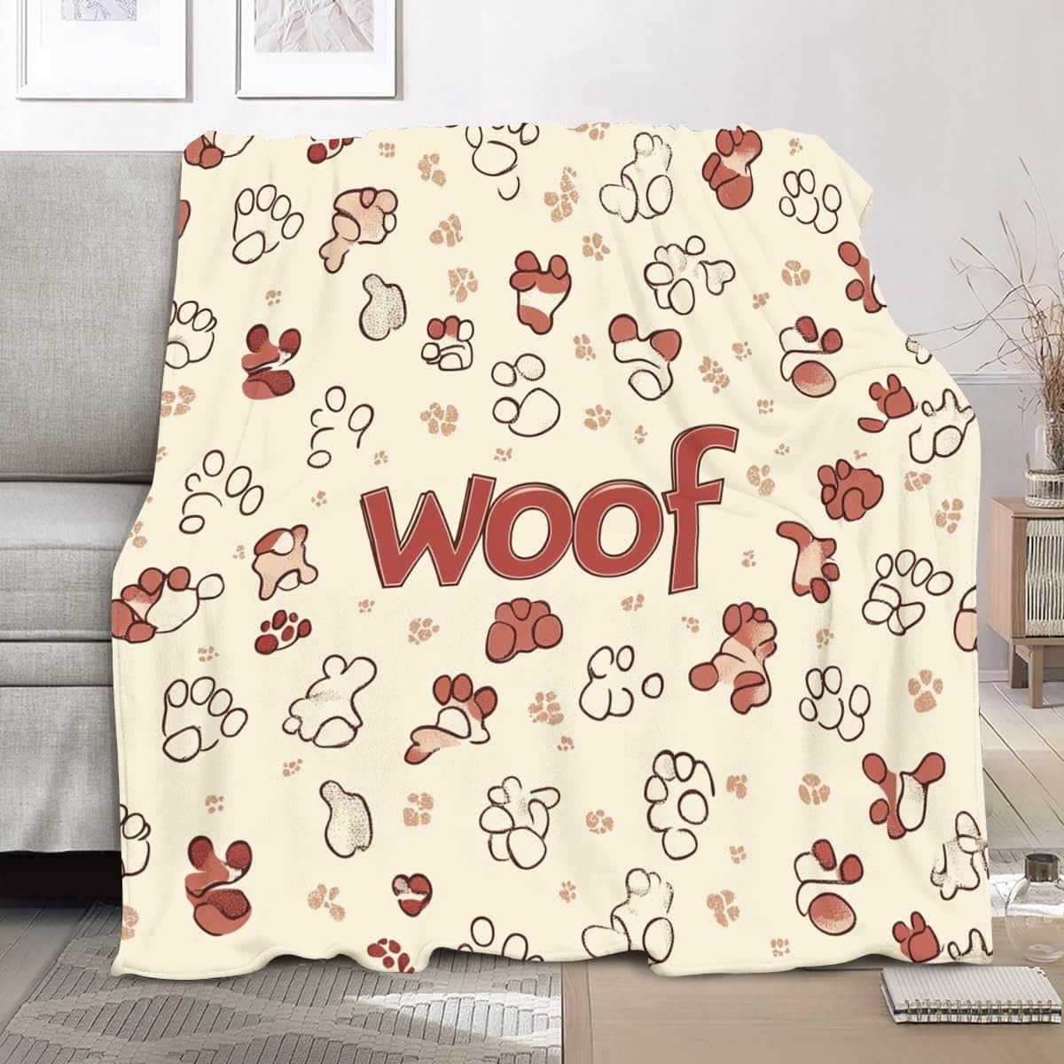 Flanelowy polar King 180 x 200 cm zwierzęta pazury kości nadruki ciepłe koce koc miękki puszysty łatwy w pielęgnacji ma jasnobrązowy narzuta koc na krzesło łóżko akademik sypialnia dom kobiety