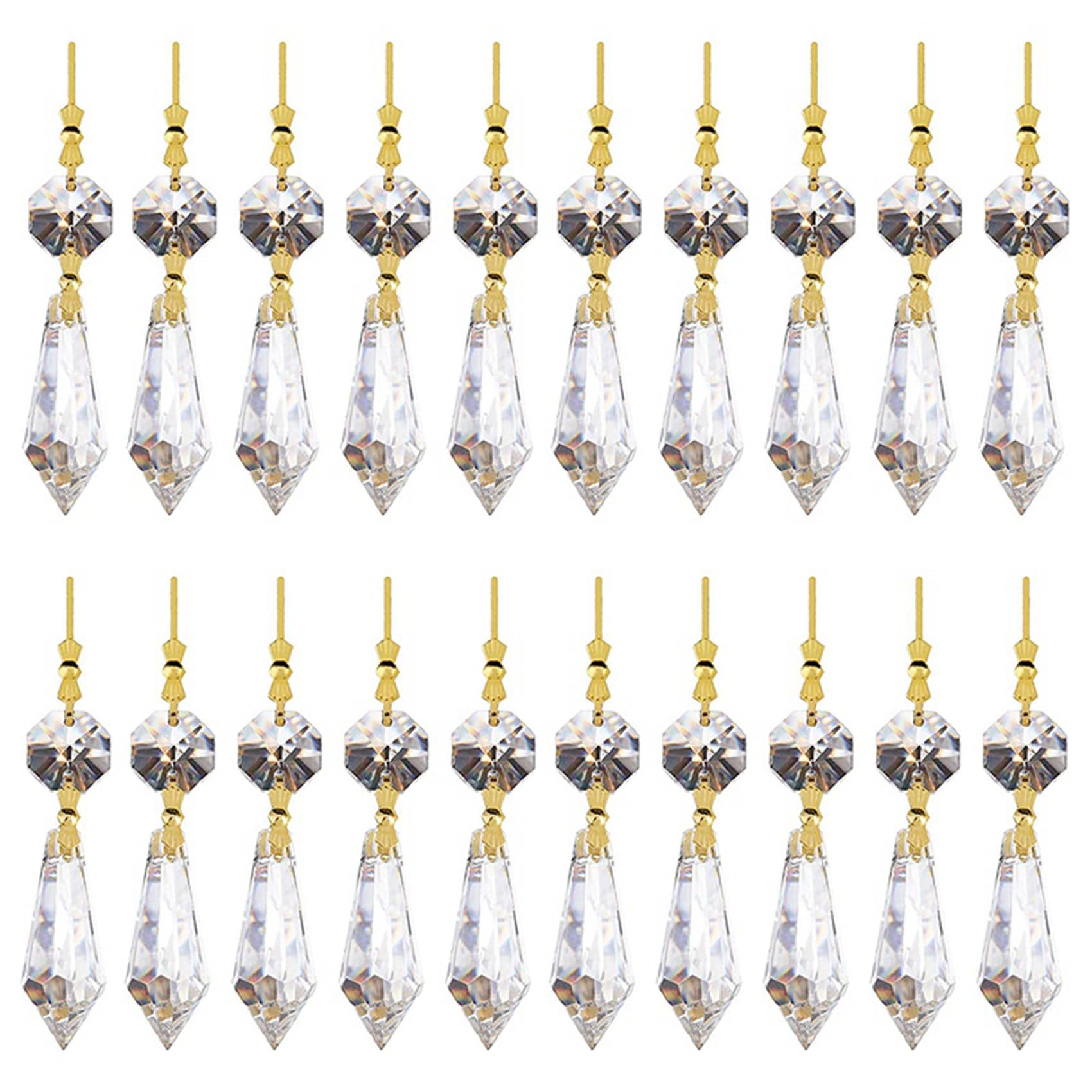 Hndhbfgrt 40PCS DIY Transparent Teardrop Chandelier Pendant Parts Beads, Chandelier Hanging Decoration