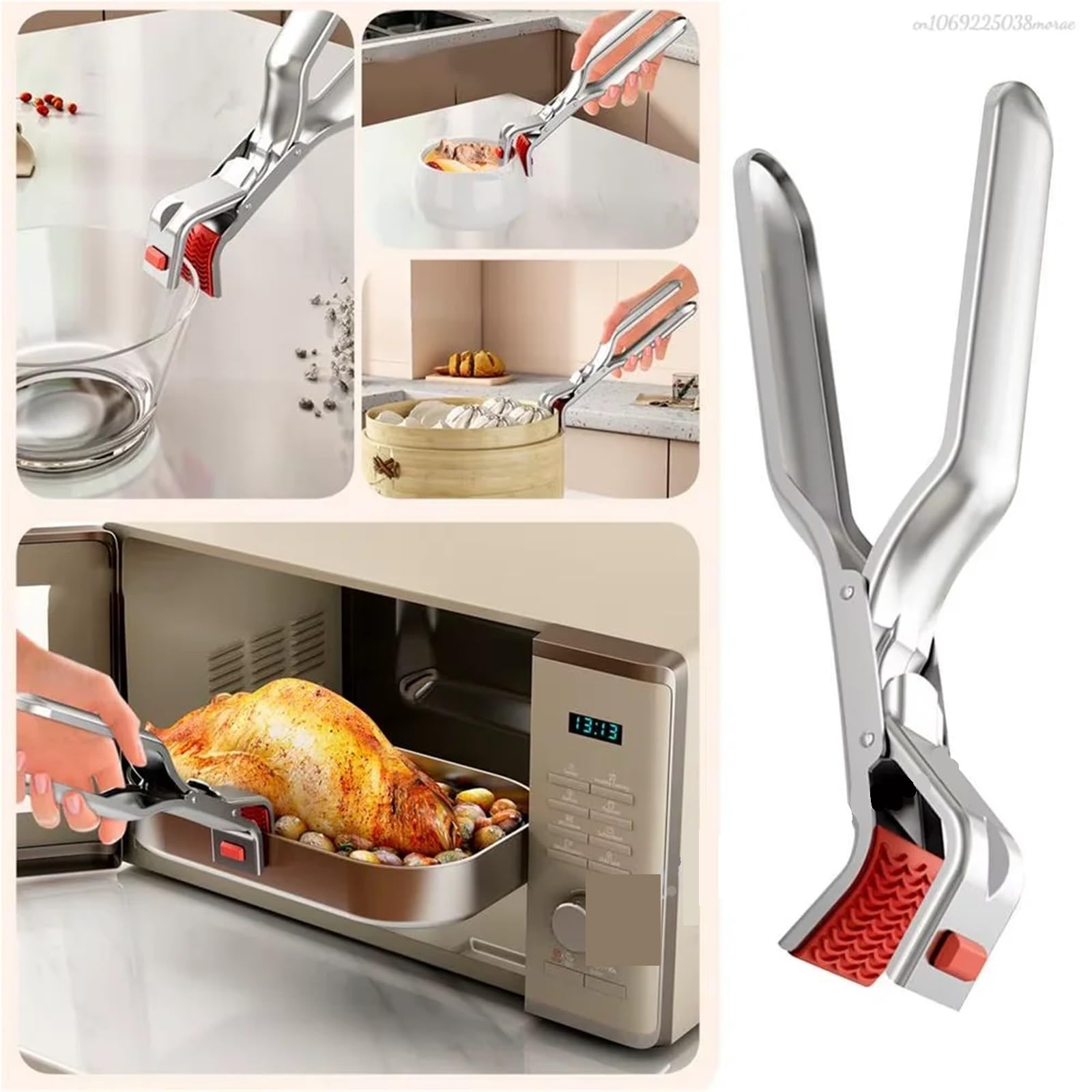 Pinza for plato caliente, pinza for tazón antiescaldaduras, mango ergonómico, soporte de abrazadera for sartenes, freidoras aire, hornos vapor, 5 uds Para Sujetar Ollas