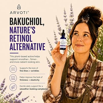 Anti-Aging Face Serum with Bakuchiol, Squalane & CoQ10, 0.5 oz