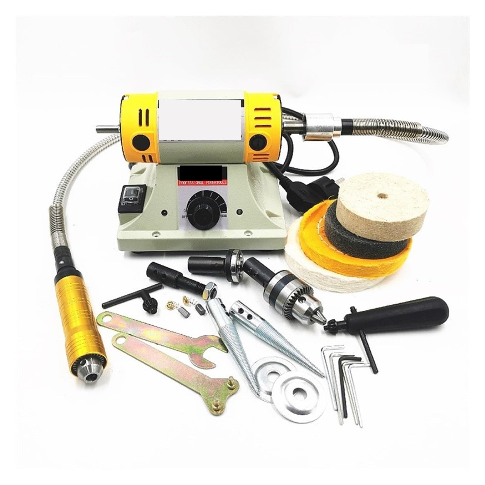 Smerigliatrice per lucidatura, 350W Lucidatrice Fai Da Te Lavorazione Del Legno Gioielli di Giada Tornio Banco Rettificatrice Motore Albero Flessibile Tubo 0.4-6.5mm