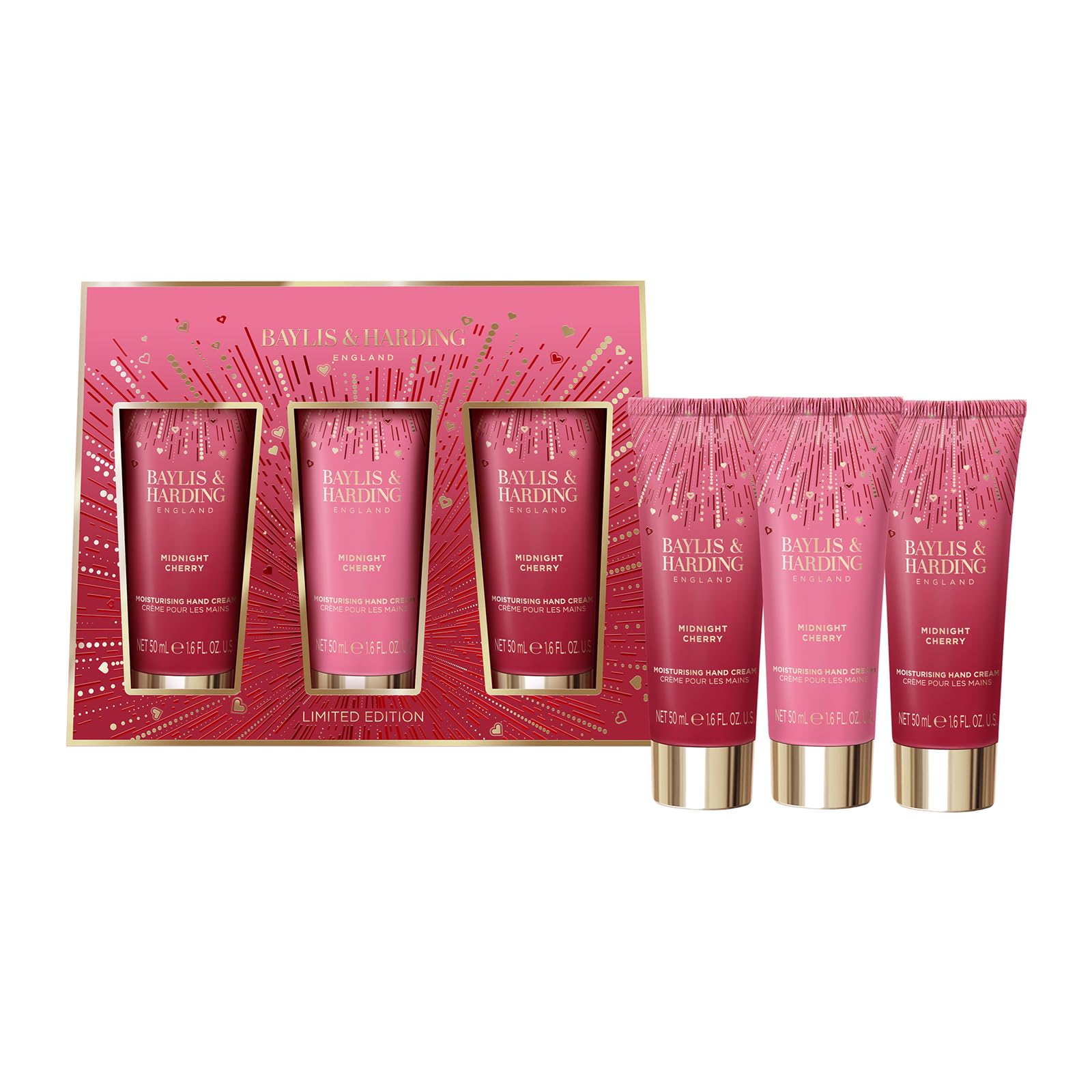 Baylis & Harding Midnight Cherry Luxury Hand Treats Gift Set - Vegan Friendly, 50 ml