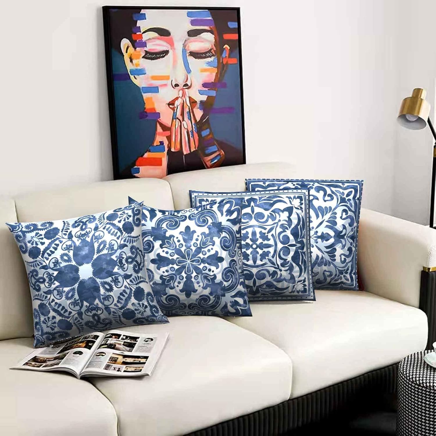 Boho Throw Pillow Covers Set of 4 Vintage Decorations for Bedroom Sofa Couch Chair Car Square Cushion Covers Throw Pillow Case for Living Room Pillowcase Home Decor Pillows Decorative 18 x 18Inch - Image 3