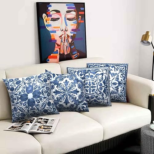 Miniatura 3 de Juego de 4 fundas de almohada bohemias para dormitorio, sofá, silla, automóvil, cuadradas, para sala de estar, decoración del hogar, 18 x 18 pulgadas