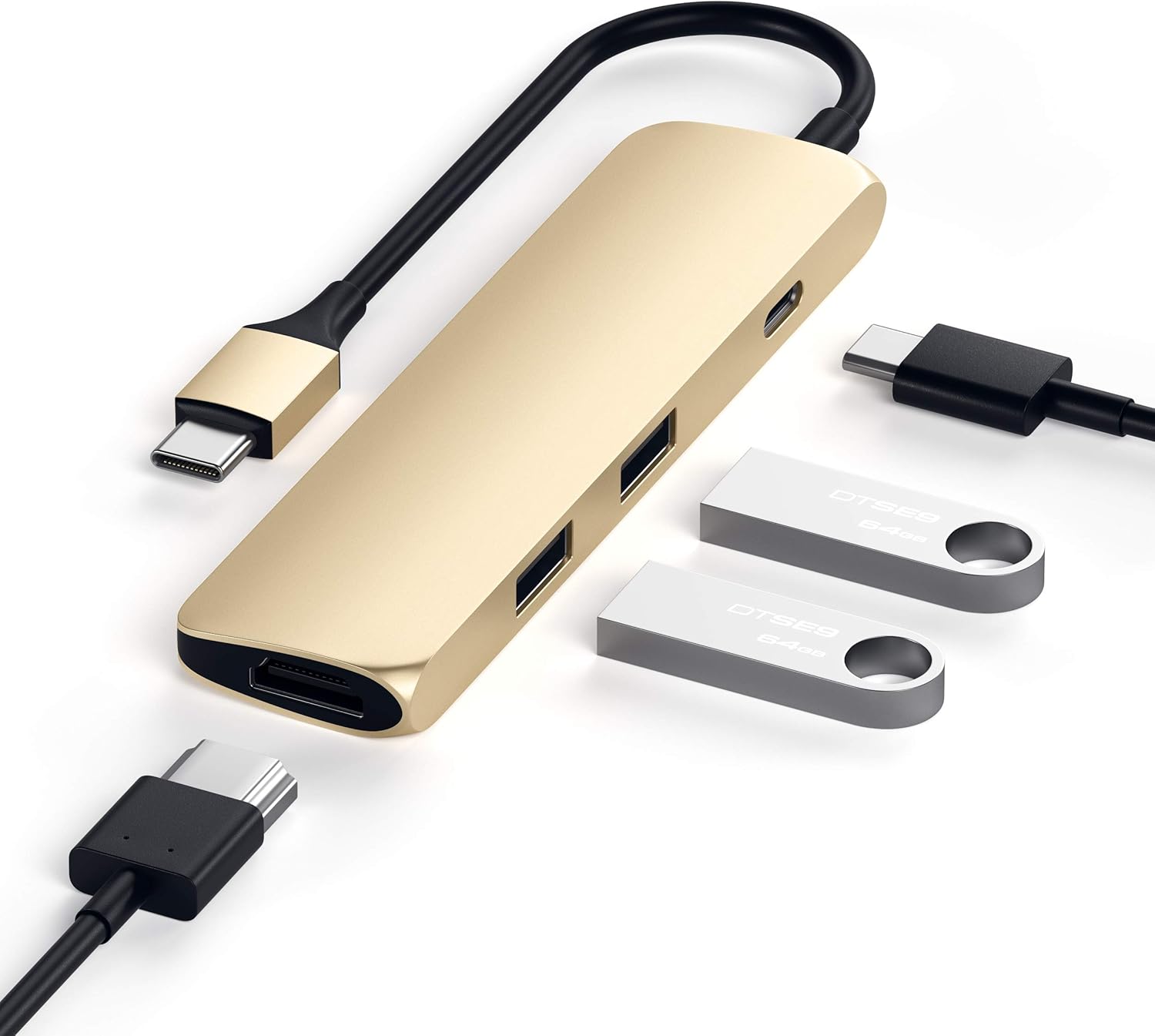 Satechi 4 in 1 USB C Hub Multiport Adapter (Gold - Slim Classic)