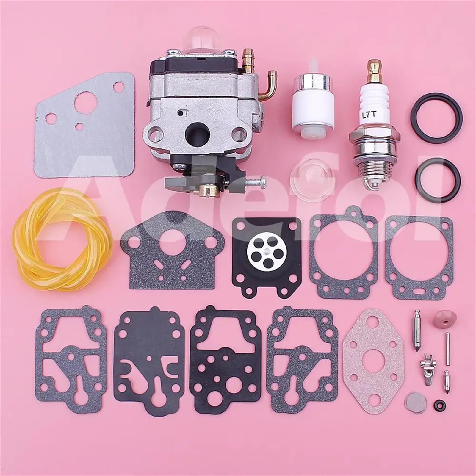 Gaźnik pasuje do Troy-Bilt TB26CO TB415CS TB475SS piła łańcuchowa 753-04296, 753-04745 W przewód filtra paliwa wąż Carb uszczelka zestaw naprawczy