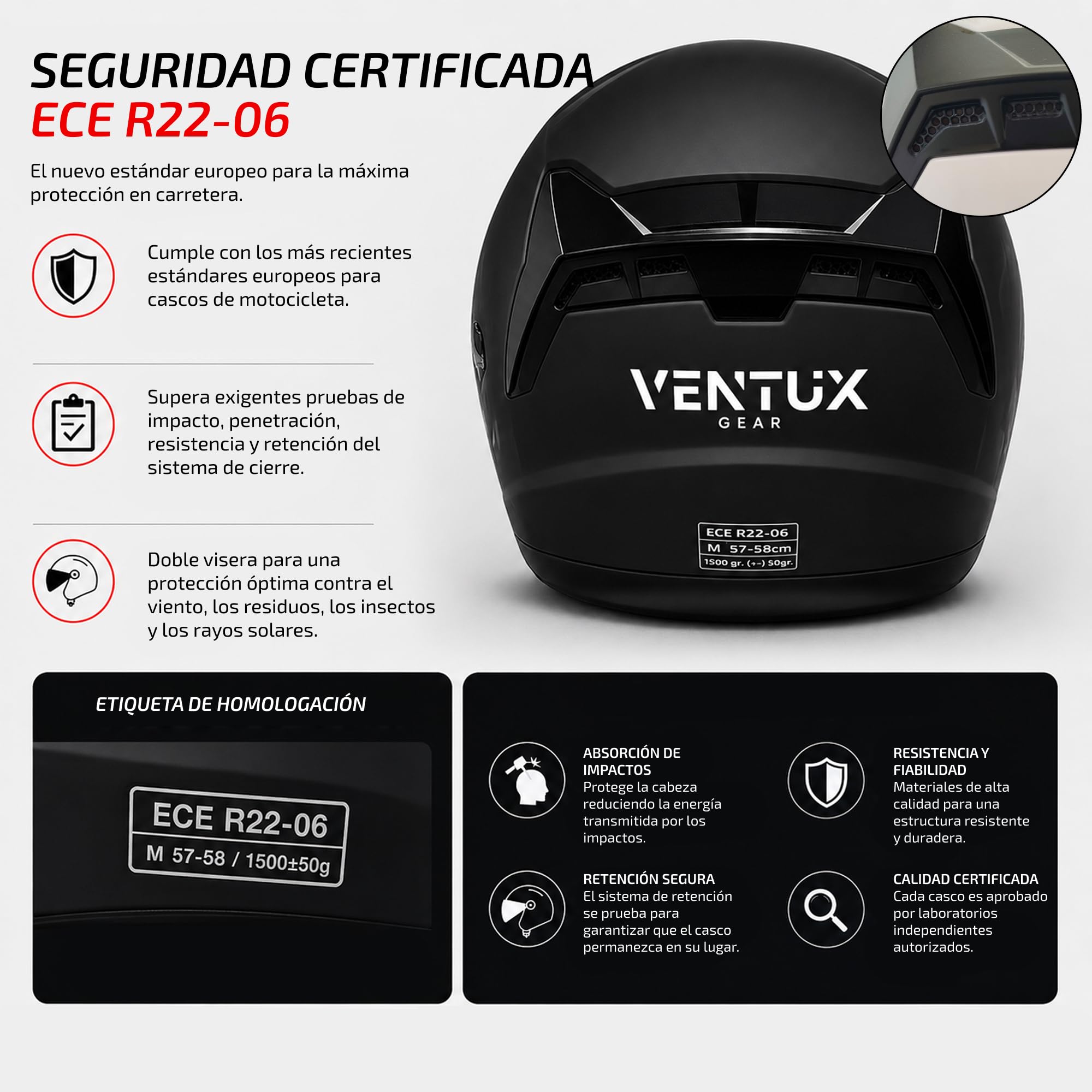 Casco Moto Jet Visera Parasol – Homologación ECE 2206 | Antirayaos Cierre Micrométrico