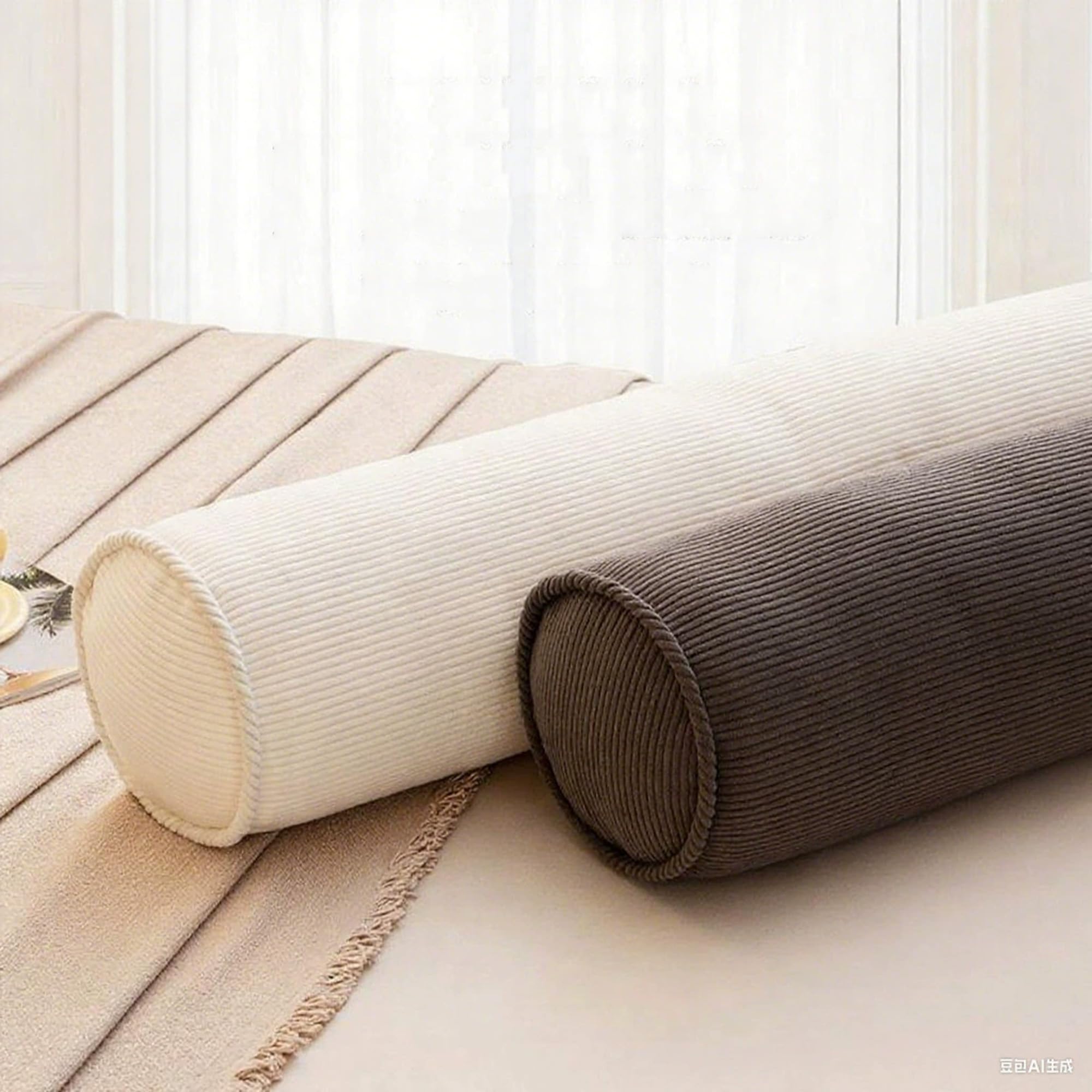 Strapazierfähige zylinderförmige Sofa-Armlehnenkissen, Nackenrolle und Yoga-Nackenrolle, abnehmbarer Bezug, Lendenwirbelstützkissen für Nachttisch, 120 x 20 cm, Grün