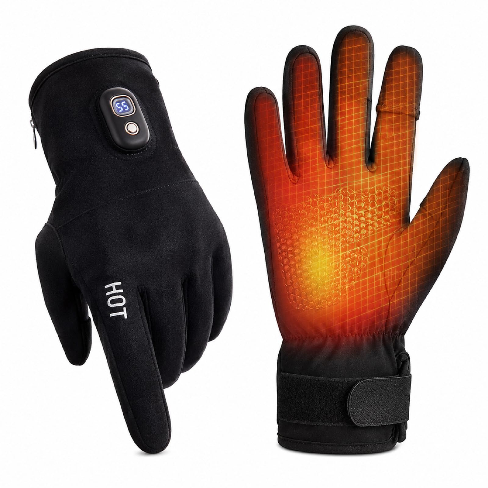 Gants Chauffants Électriques, 2000mAh Rechargeable pour Homme Femme