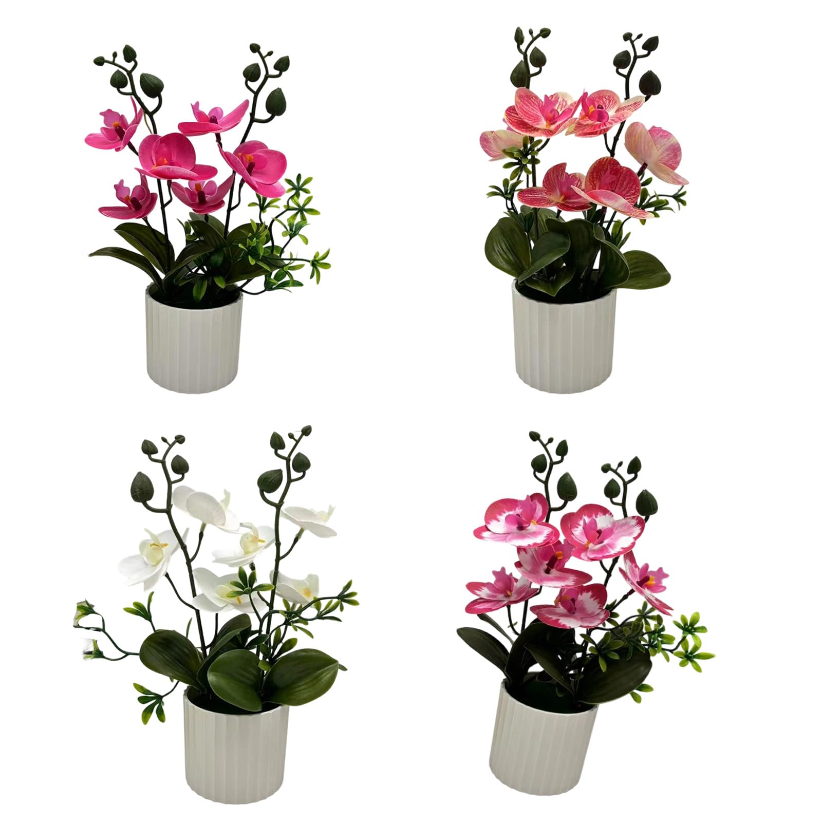 Tsophreniq 4PCS Realistic Butterfly Orchids Floral Arrangement Worktop Blossomy Decors for Living Room and Dining Table Orchids Arrangement