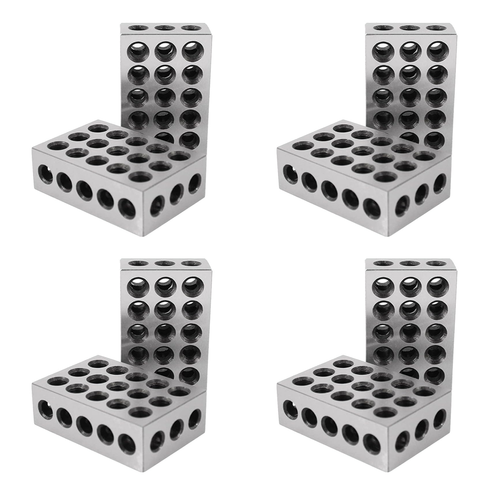 Jnchdghwa Silver 8Pcs 23 Holes 25-50-75Mm Blocks Gauge Hardened Steel Parallel Block Set Matched Machinist Milling Tool