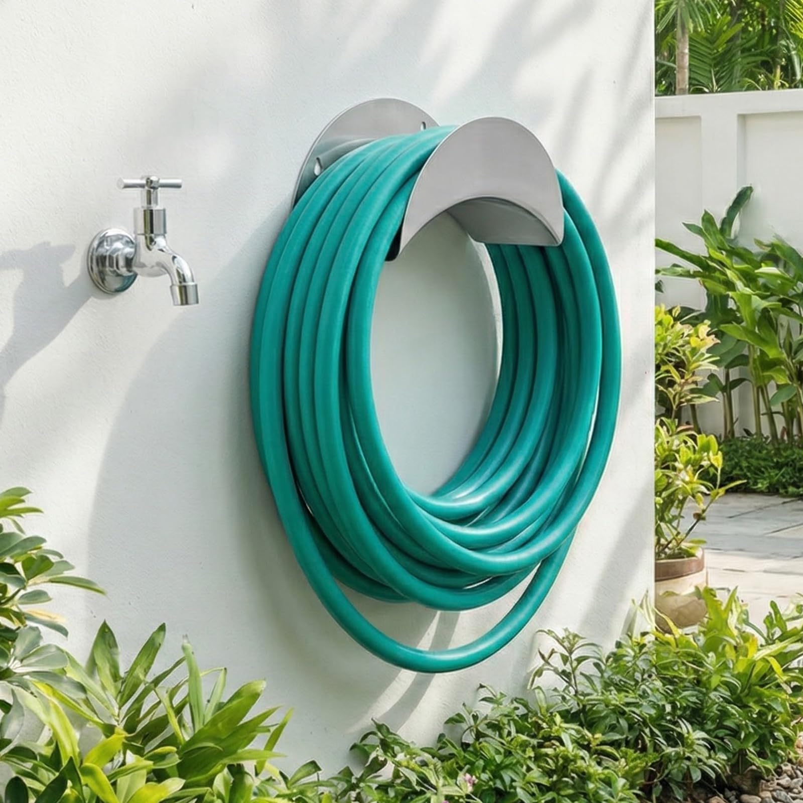 3 Pièces Support Tuyau Arrosage Mural, Porte Tuyau Arrosage Mural en Acier Carbone, Support de Conduite d'eau Arrosage pour Jardin