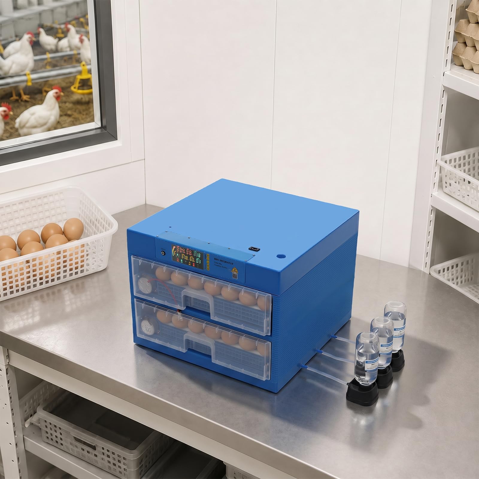 Incubatrice automatica per 128 uova, incubatrice con indicatore LED