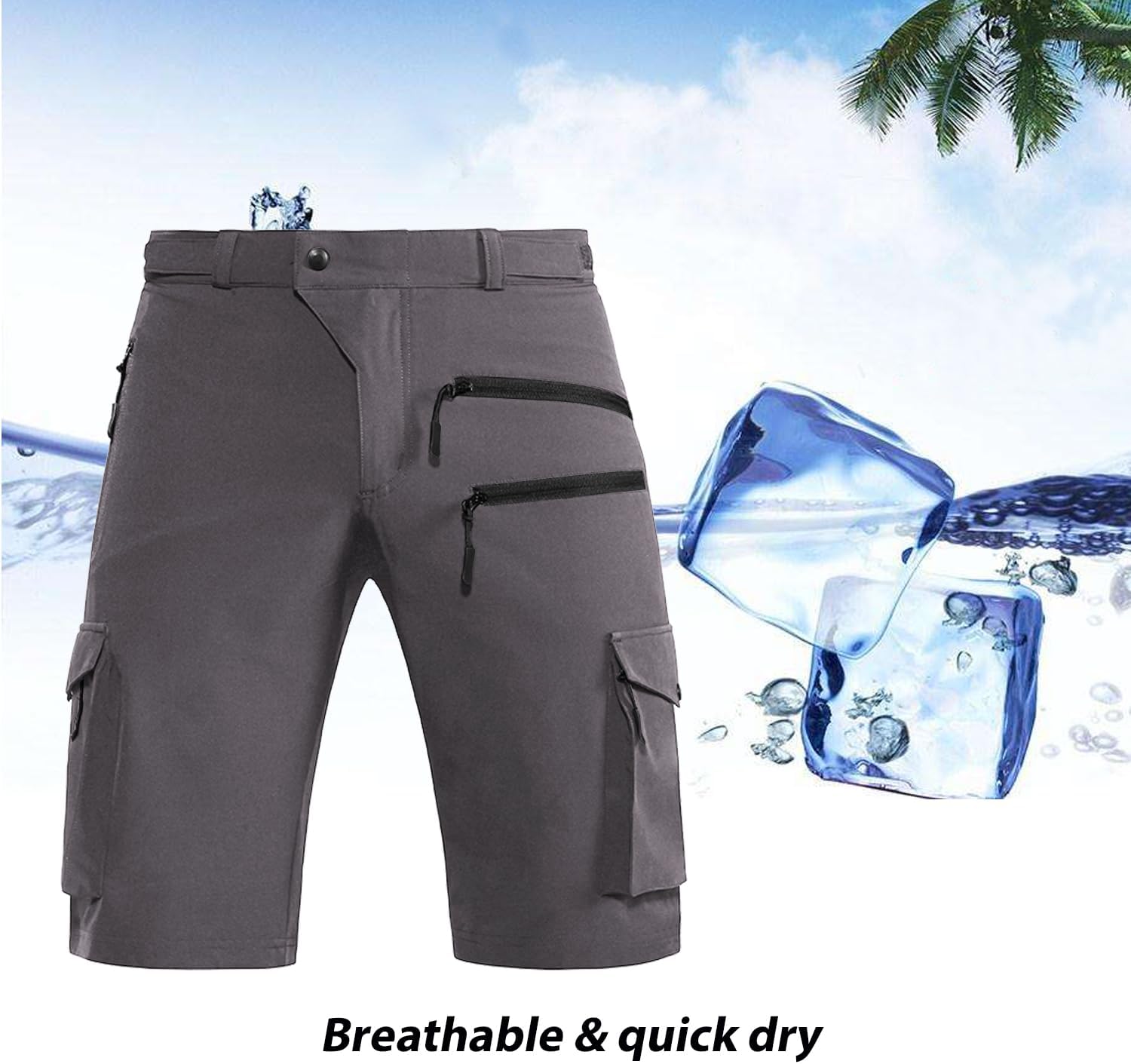 Men's Mountain Bike Shorts Stretch Hiking Cargo Shorts Quick Dry with Zipper Pocket for Bicycle Cycling Casual Golf - Image 4