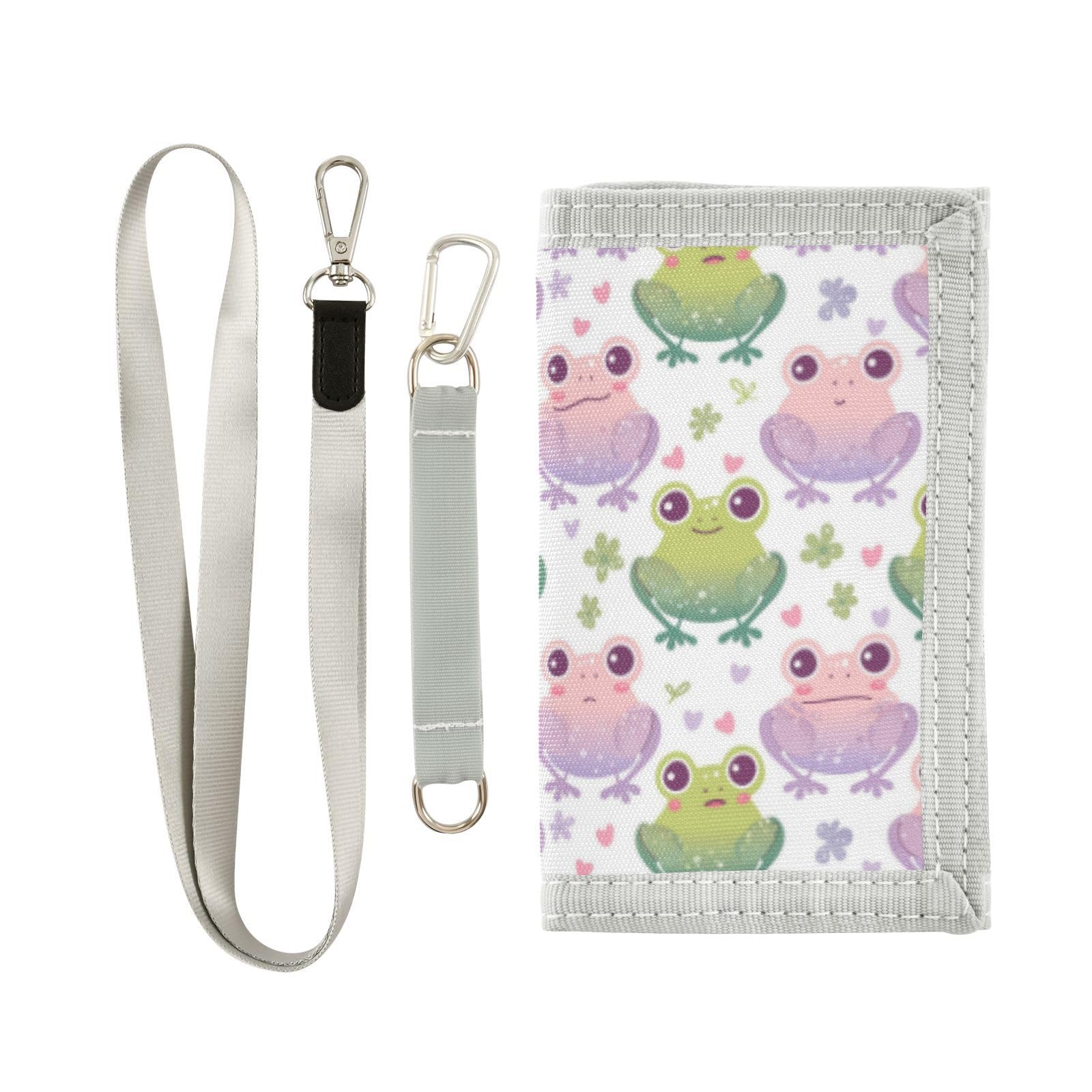 Wusikd Green Cartoon Frog Kids Wallet for Boys Girls Pink Toddler Trifold Wallet Novelty Wallet for Teens Women Men