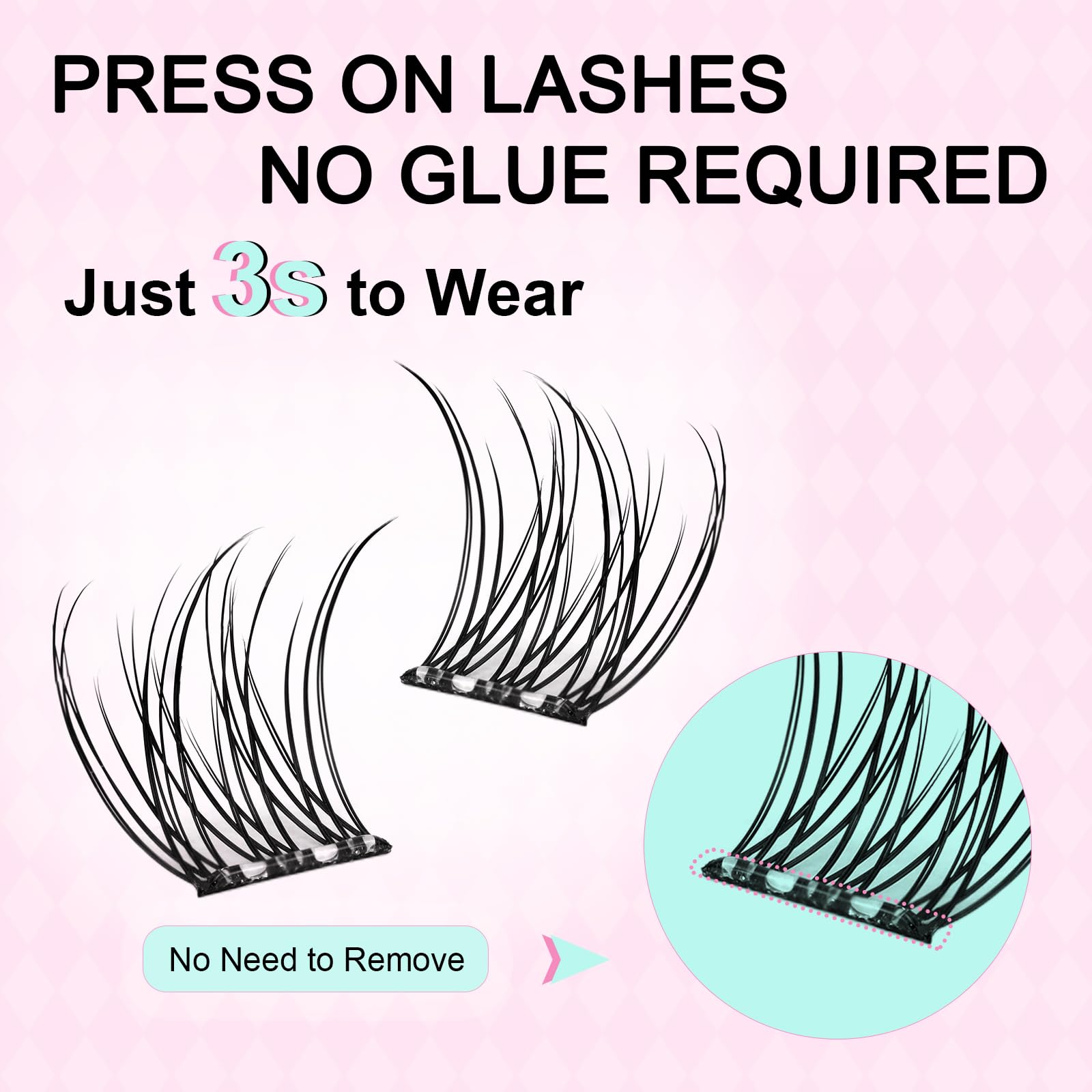 EMEDA Cils Auto-Adhésifs Pré-Collés Grappes de Cils Look Naturel avec Courbure D de 8-14mm, avec Pincettes, Kit DIY pour l'Extension de Cils (fishtail)