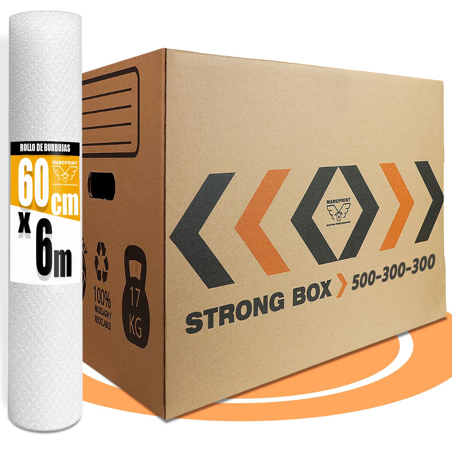 Pack 10 Cajas Mudanza + Rollo Burbujas - Cajas Carton (50X30X30) Reforzadas y Resistentes - Cajas con Certificación FSC - Cajas de Carton Mudanza 100% Reutilizables