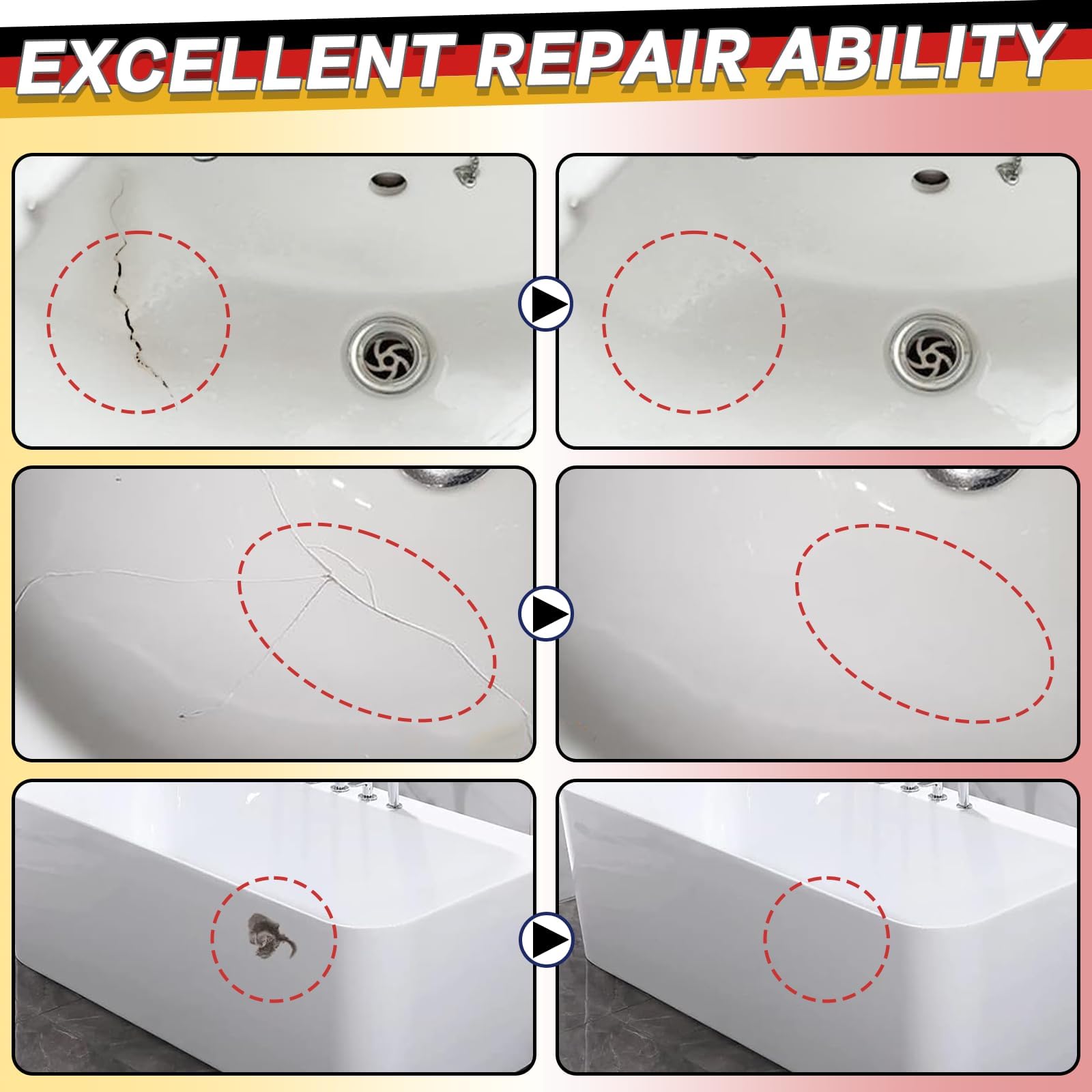 Bath Tub Repair Kit, Fiberglass Tile and Shower Repair Kit Porcelain Repair Kit, Bathtub Repair Kit Repair Chips Dents Cracks Scratches from Ceramic, Marble, Quartz, Resin, Acrylic — view 3