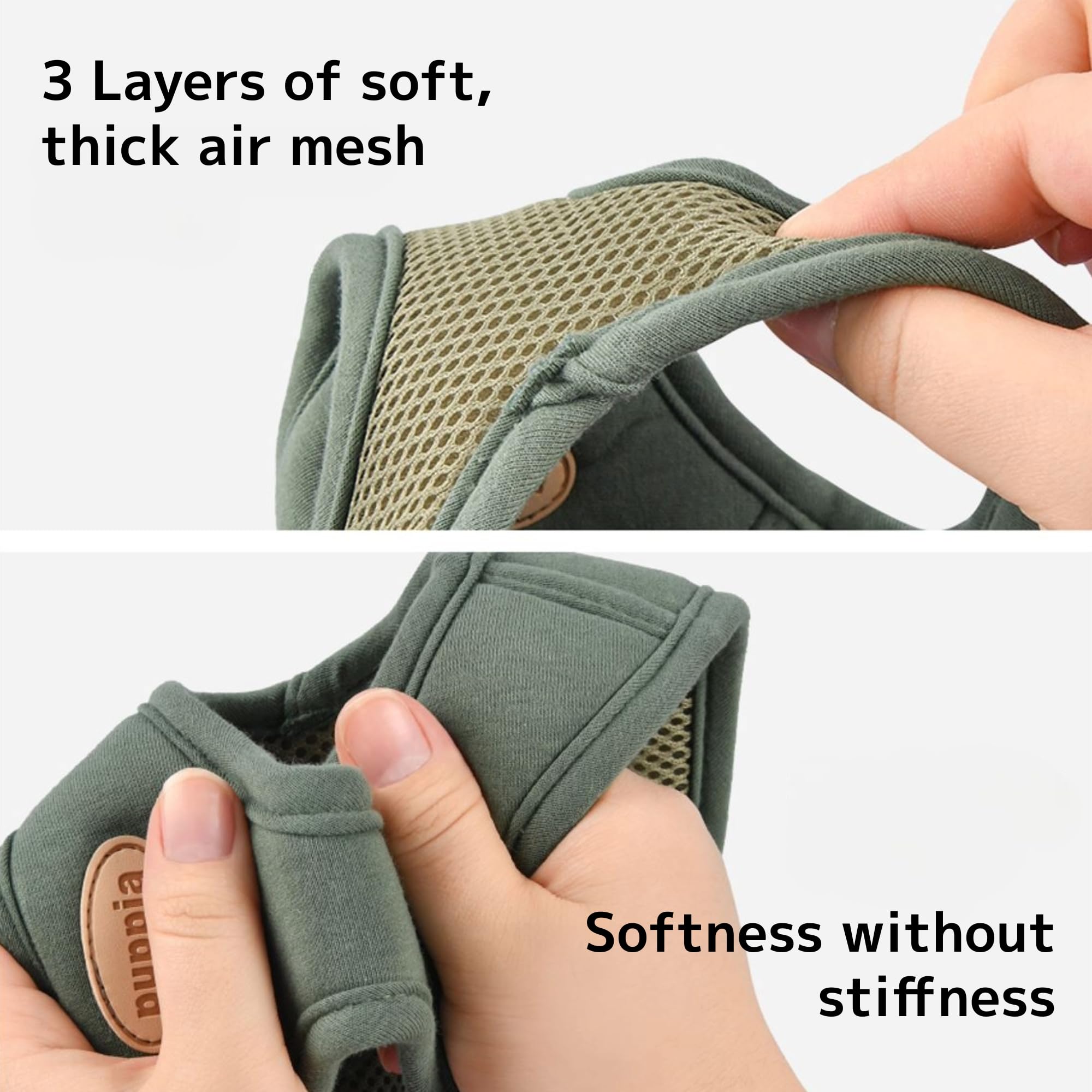 Puppia Eco Dog - Arnés ecológico sin tirones cómodo para perros pequeños y medianos, color caqui, talla L