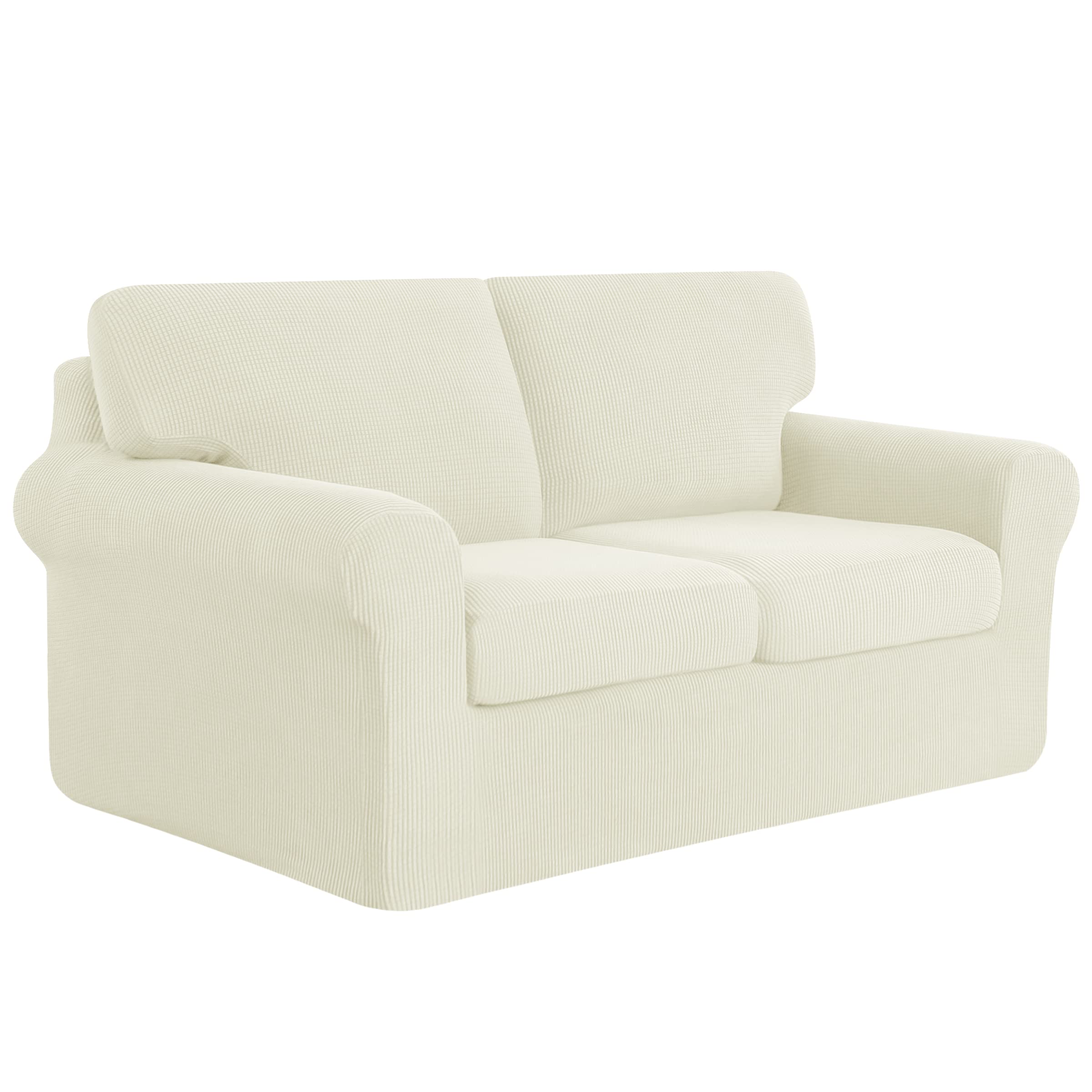 subrtex 5 Pieces Stretch Sofa Slipcover Sets Couch Cover Sets Backrest Cushion Covers Furniture Protector Collection Set for Oversize Sofa Loveseat Chair Slip Covers(Medium, Ivory)