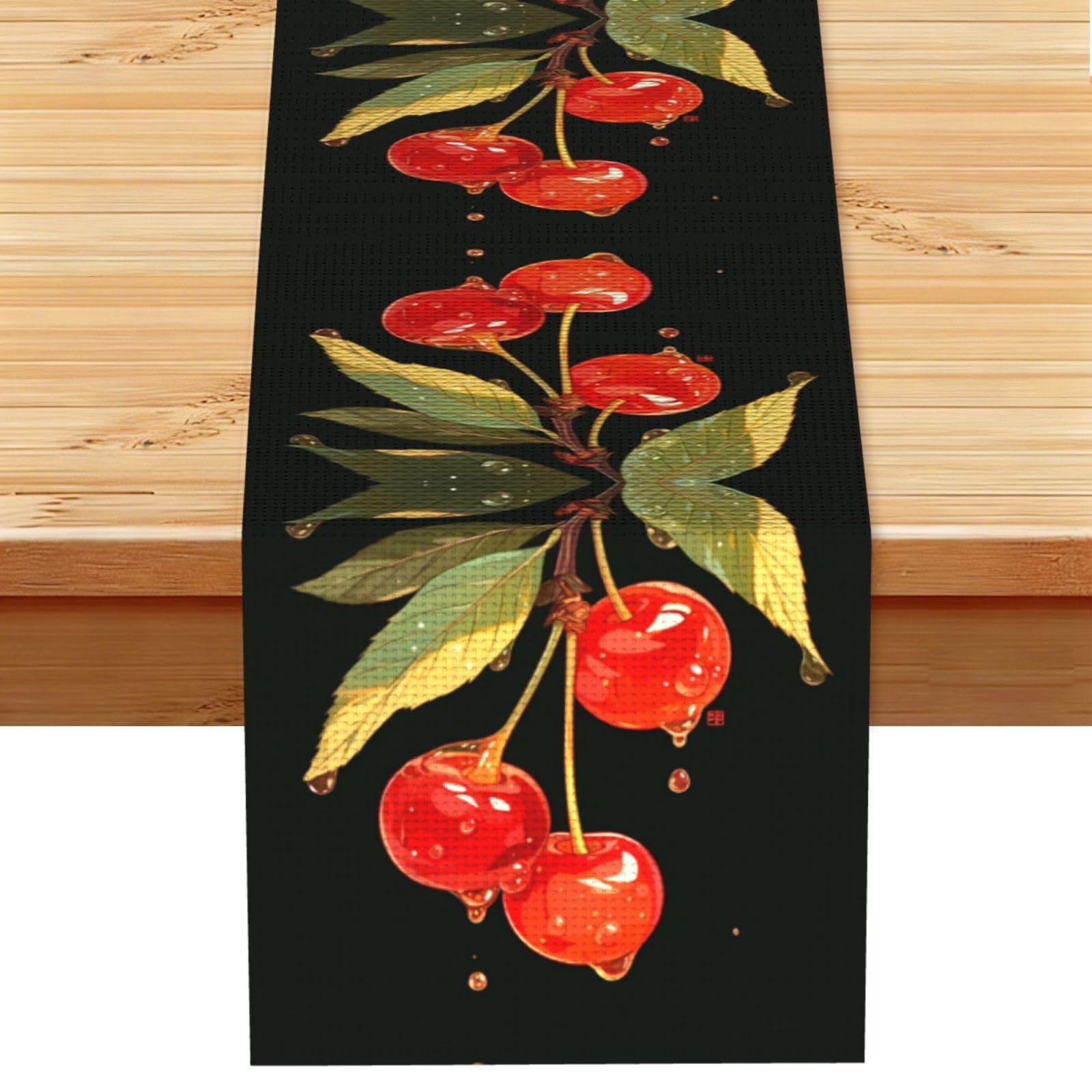 Pure background red fruit Linen Feel Table Runner Wedding Party Home Decoration