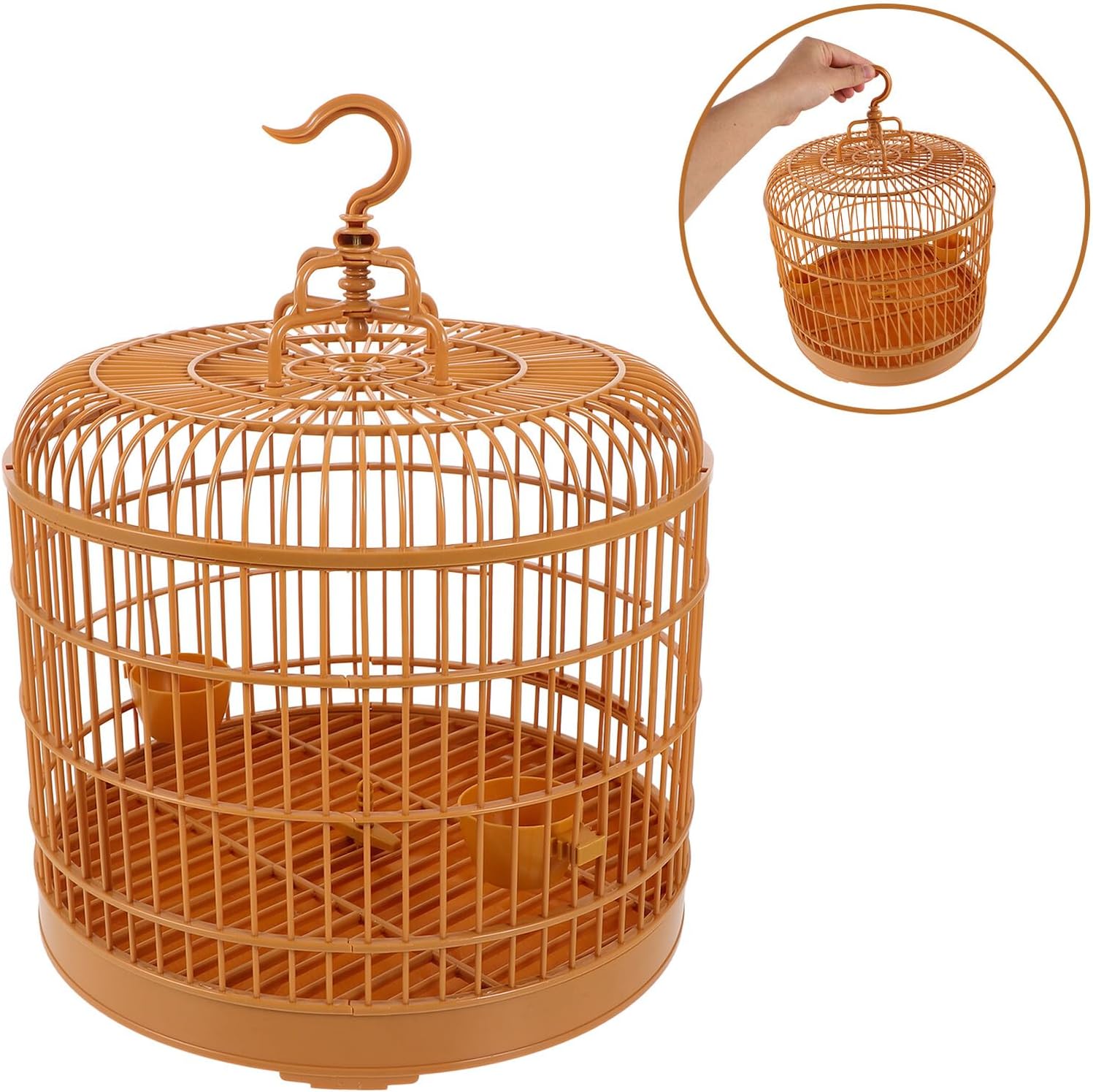 UPKOCH Plastic Bird Cage with Hanging Hook 29.5-inch Dome Top Vintage Style Birdcage Suitable for Parakeets and Small Birds Outdoor and Indoor Use
