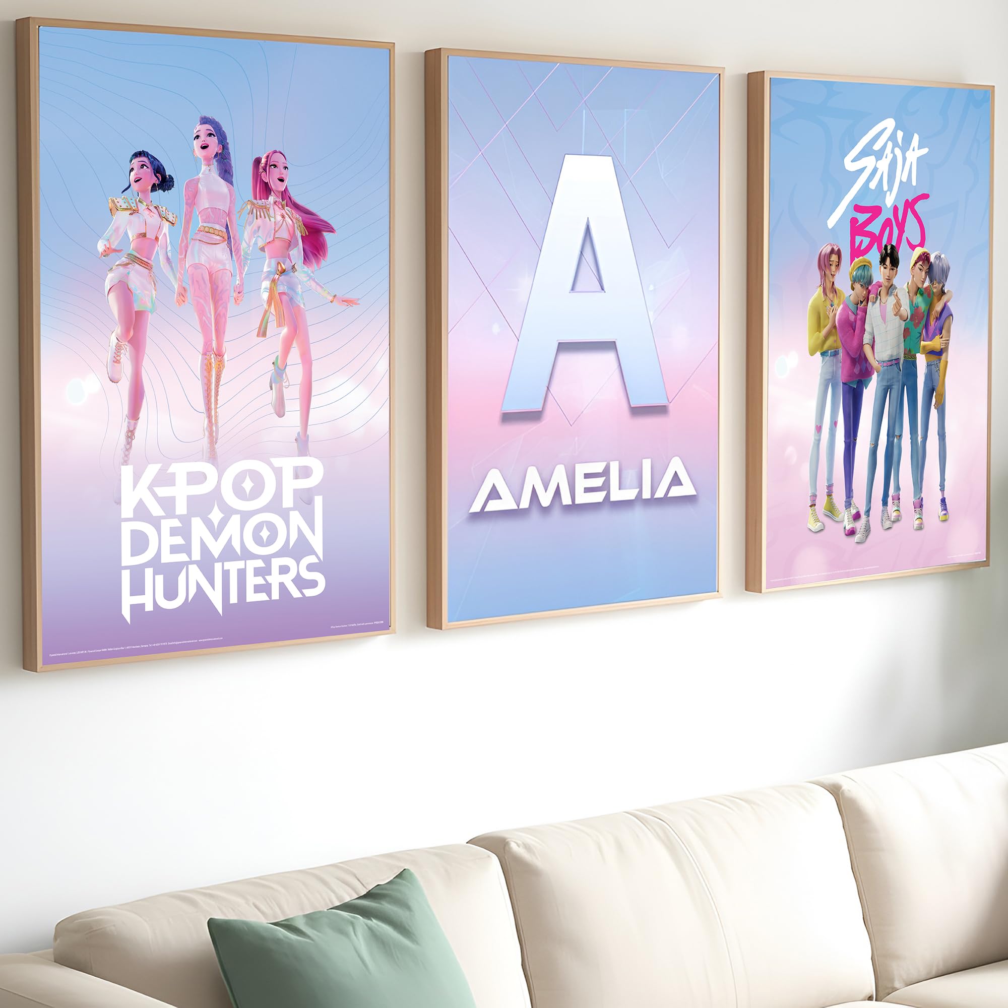 Pyramid International Kpop Demon Hunters Personalised Poster Set of 3 Wall Art Girls Bedroom Decoration A2