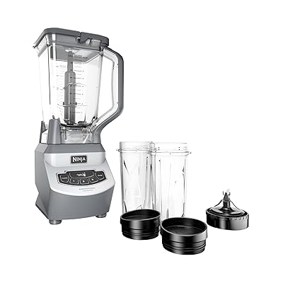 Ninja BL660 Professional Compact Smoothie & Food Processing Blender, 1100-Watts, 3 Functions -for Frozen Drinks, Smoothies, Sauces, & More, 72-oz.* Pitcher, (2) 16-oz. To-Go Cups & Spout Lids, Gray