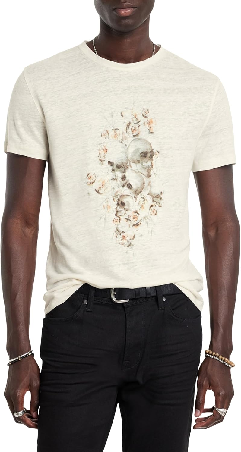 John Varvatos Men's Floral Skull Tee