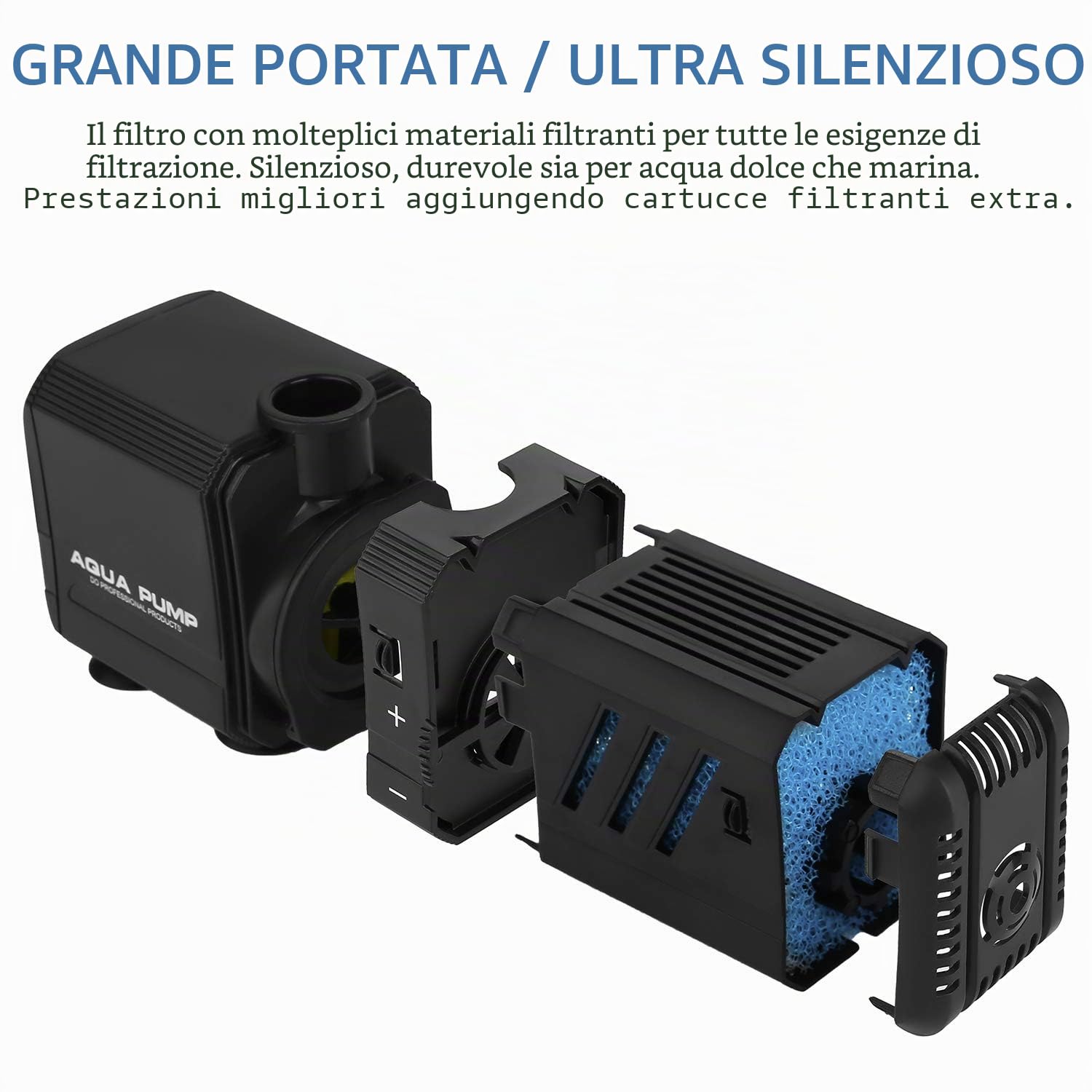 NO.17 Filtro Interno 6W per Acquario, Regolabile con Pompa Acqua 500L/H per 30-150 Litri