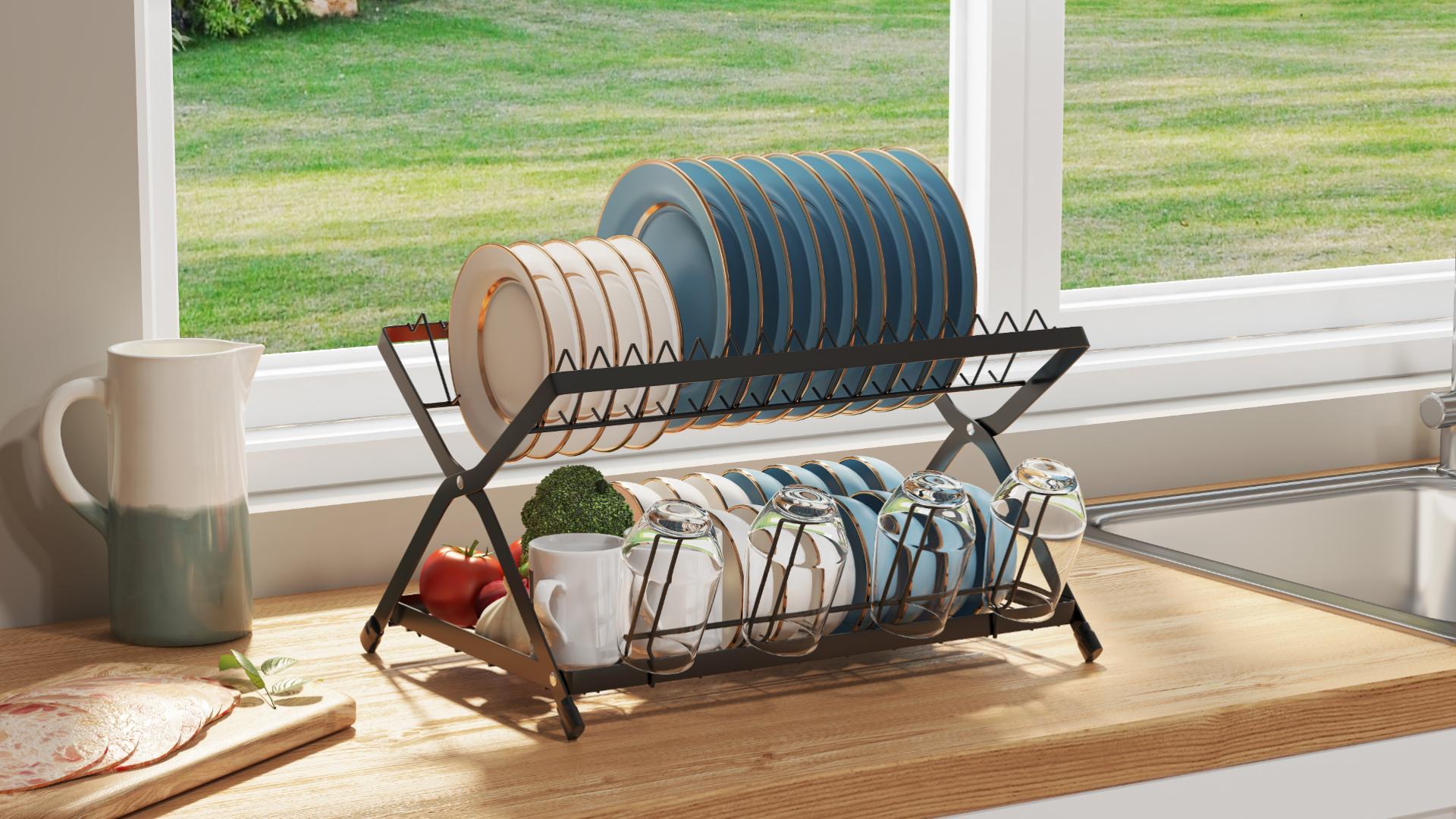 【レア商品/IGT規格】A.SOME CREATIVE_DISH RACK Amazon.com - Iwaiting Outdoor Dish Drying Rack Collapsible, 2 Tier