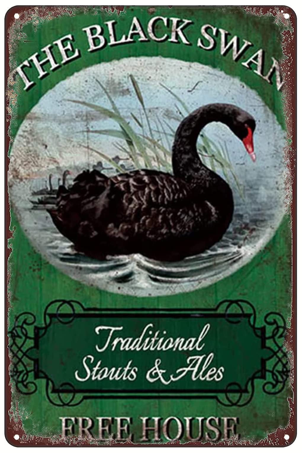 Poster Wall Decor Sign The Black Swan Free House Poster For Home Farm Bar Pub Cafe Club Garage Wall Decor Poster Metal Sign 8X12 Inches