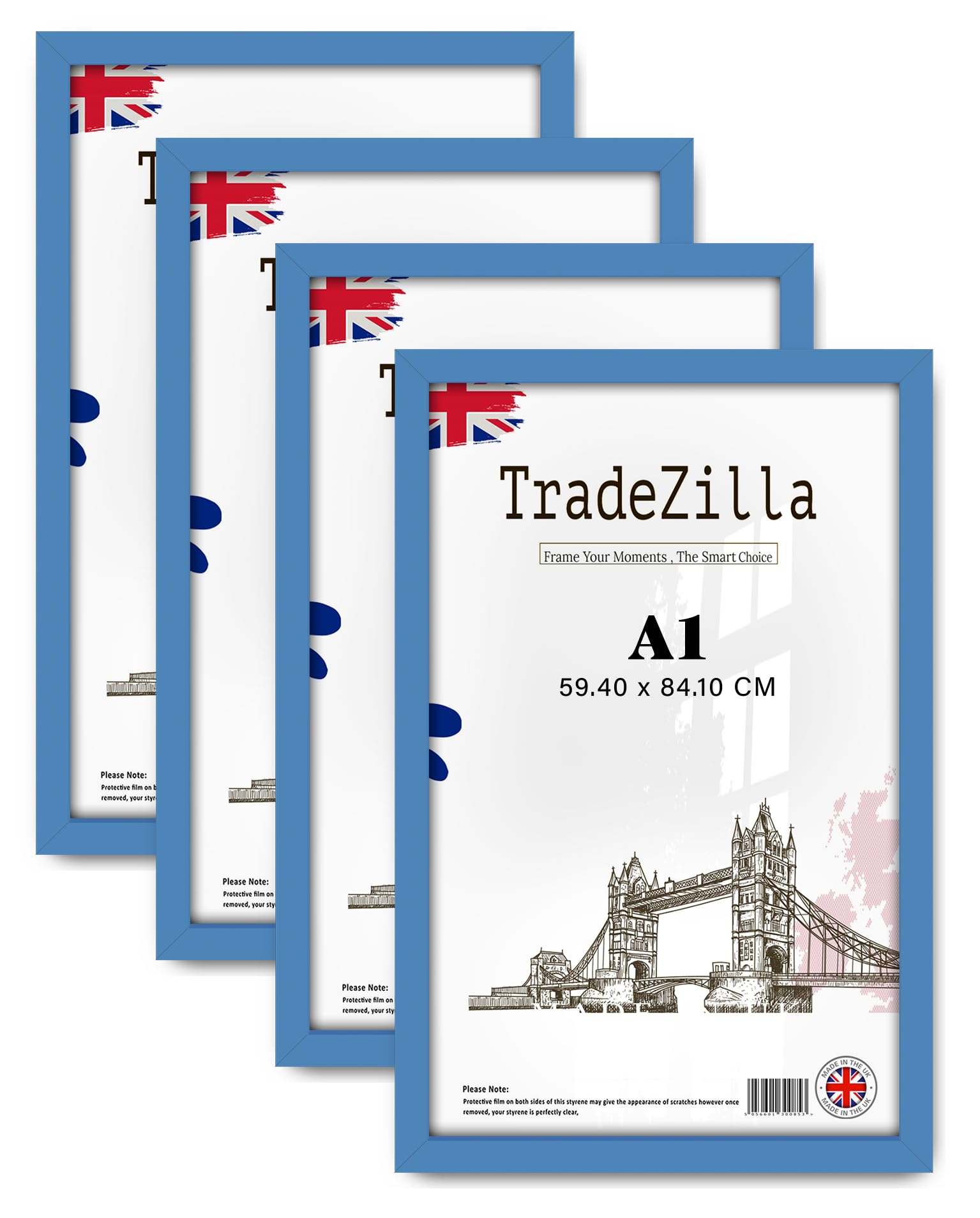 Tradezilla Blue Pack Of 4 Minimalist A1 (59.40 X 84.10 Cm) Posters Frame Natural Eton Wood 594 X 841 Mm Picture Frame|Home Bar Room Decoration 33" X 23" [ ]