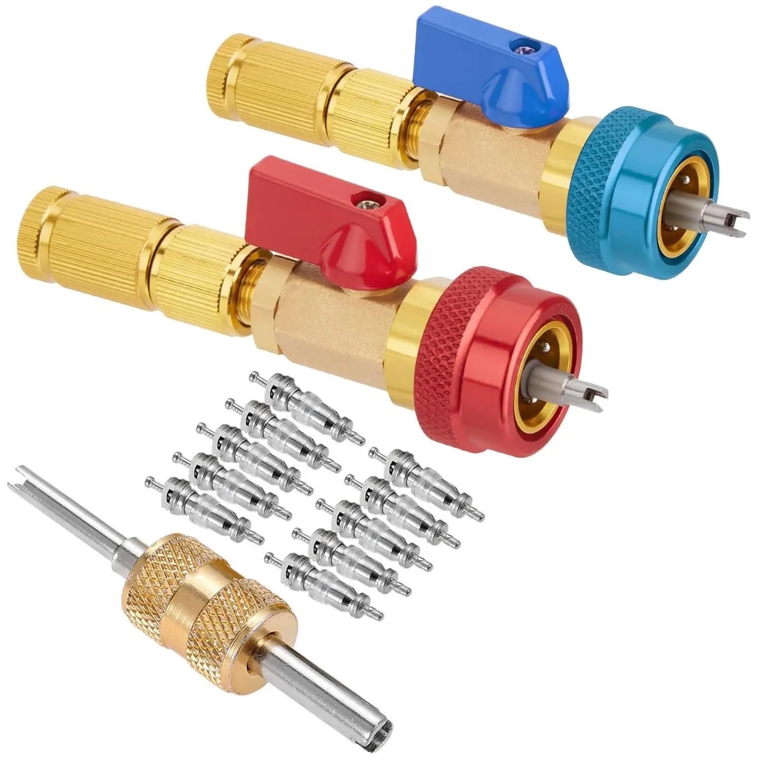R134A-Ventileinsatz-Entferner-Installations-AC-Service-Tool | Doppeldruckeinsatz, schnelle Demontage, bequeme Kältemittelwartung(2pcs set)