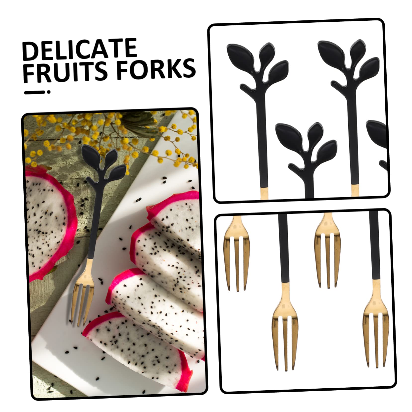Amosfun Pz forchetta da frutta in acciaio inox forchetta foglia antipasto forchette da degustazione domestiche forchette dolce forchettine dolce per snack piccole