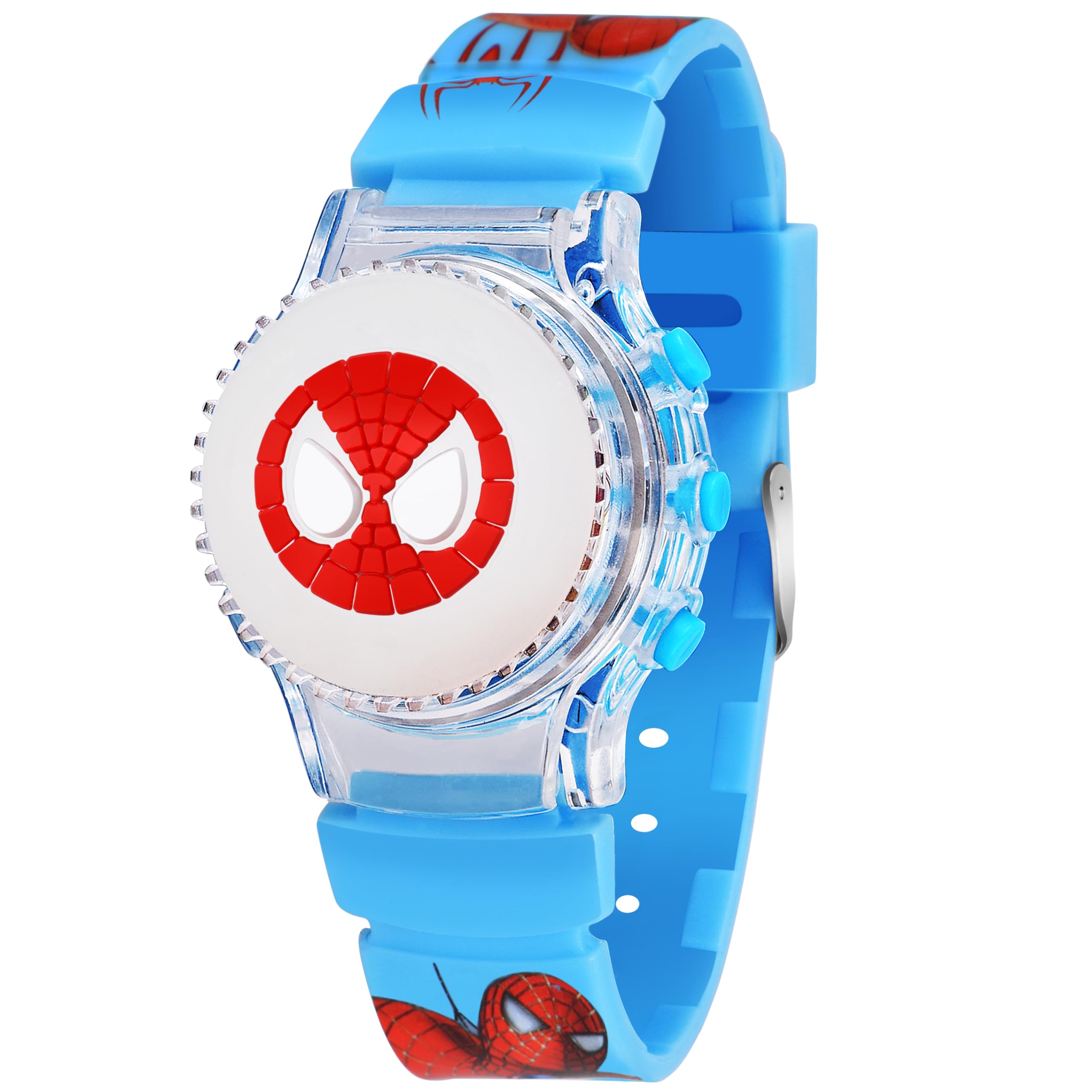 CLOUDWOOD Action Figure Based Rotating Top LED Digital Boys Children Toys Watch for Kids -W102