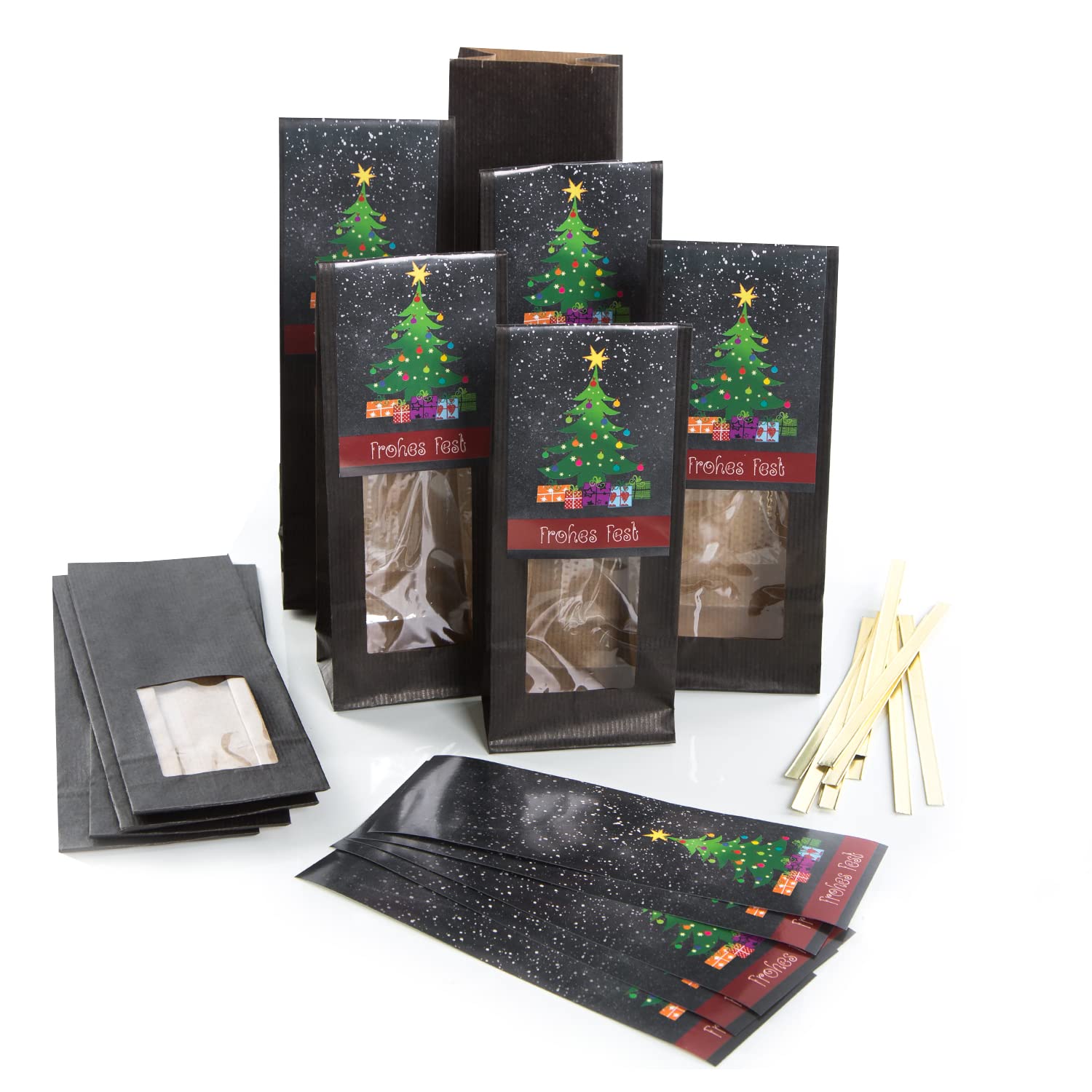 Logbuch-Verlag Weihnachts-Kekstüten Set – 10 Papiertüten 7x4x20,5 Cm Mit Pergamin-Einlage & Vintage-Aufklebern