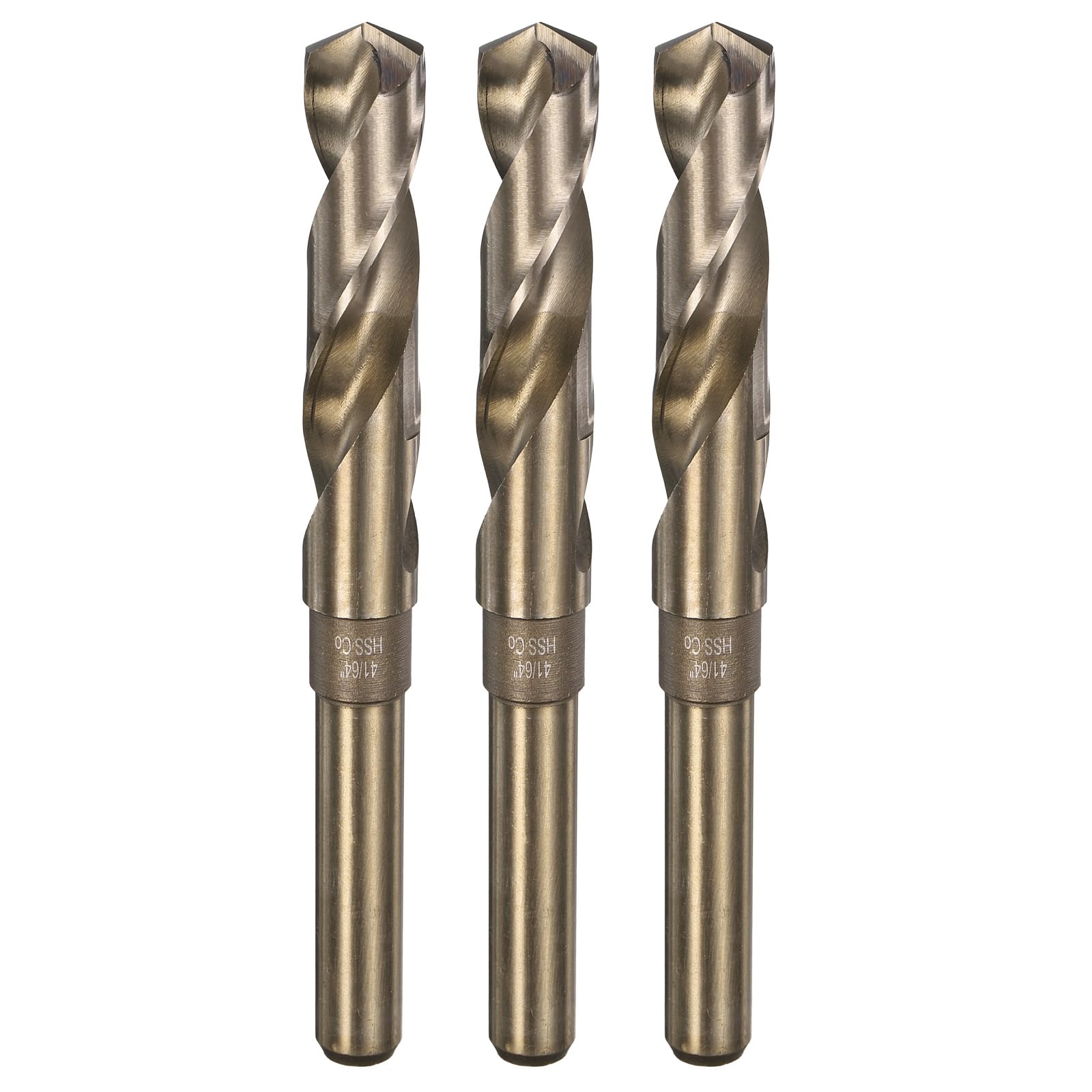 uxcell 3 brocas helicoidales de cobalto M35 de 41/64 pulgadas, broca Jobber de acero de alta velocidad para acero inoxidable, metal endurecido, hierro fundido, aluminio, cobre, acero de aleación