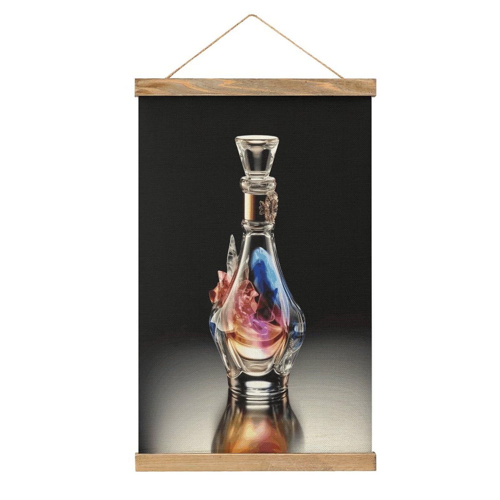 FekiLoot Perfume Bottle Linen Hanging Painting Vintage Poster Hanger Frame Wall Decor Art Painting Printed on Linen Without Fading Living Room Office Bedroom Playroom Apartment Decor