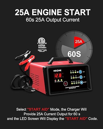 Miniatura 10 de NOONE Mantenimiento del cargador de batería de 1.25 amperios, cargador de batería inteligente automático de 12 V para barcos, motocicletas,
