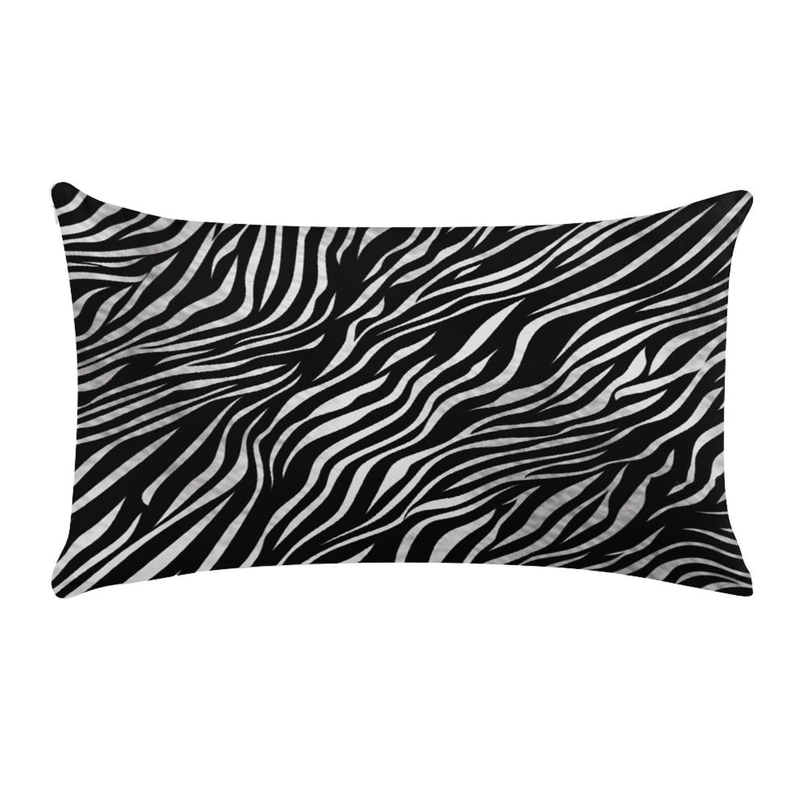 FekiLoot Zebra Print Throw Pillow Covers Short Plush Rectangular Pillowcase with Zipper Cozy Cushion Cases Ultra Soft Lumbar Pillow Shells for Chair Sofa Home Decor 12" X 20"