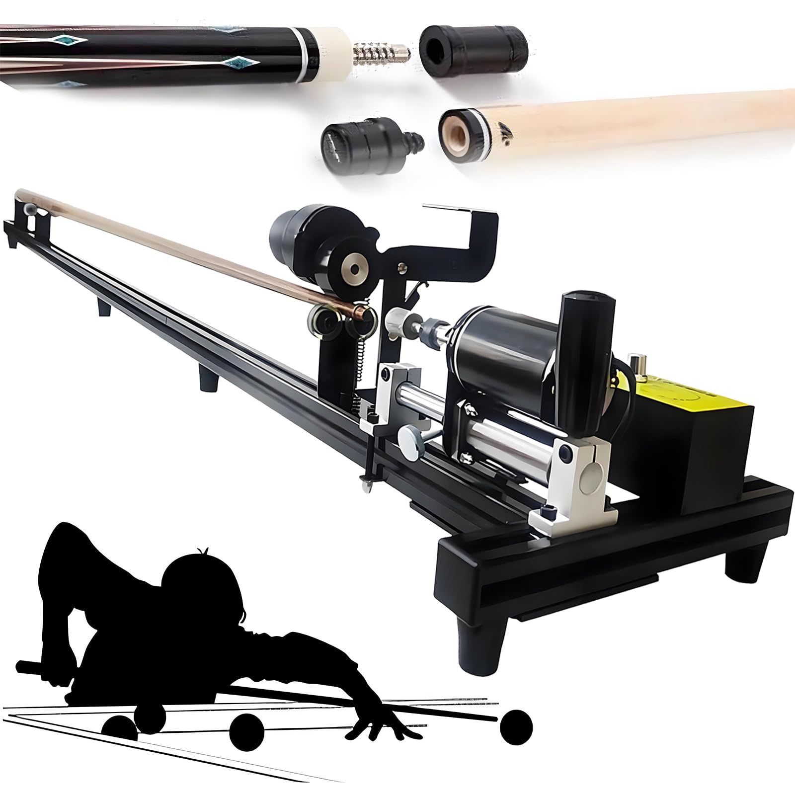 7in1 Queue Spitzen Reparatur Werkzeug,Billard Queue Drehmaschine,Elektrisch,Einfach per Schubstange Bedient,Zum Polieren,Formen & Trimmen Von Queue Spitzen
