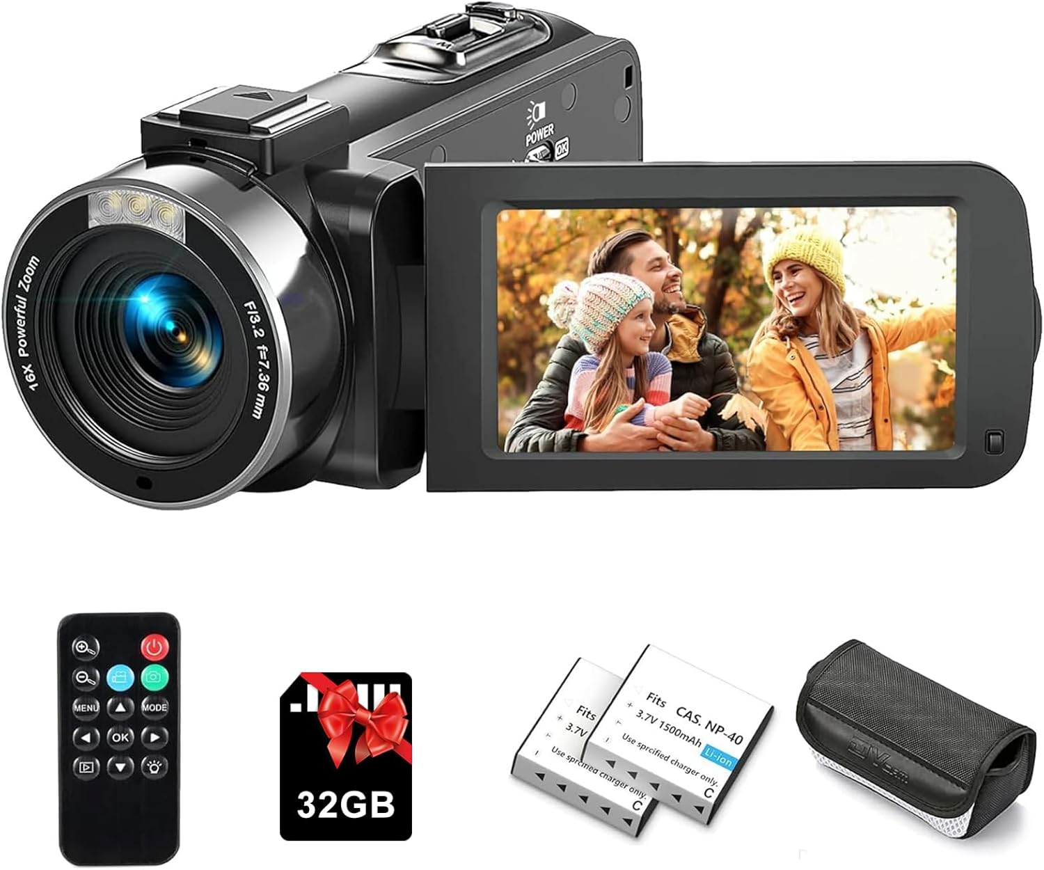Video Camera Camcorder Ultra HD 2.7K 42MP Digital Cameras Recorder for YouTube TikTok 3 Inch 270 Degree Rotation Screen 18X Zoom Vlogging Camcorders with 2 Batteries Inculde 32GB SD Card