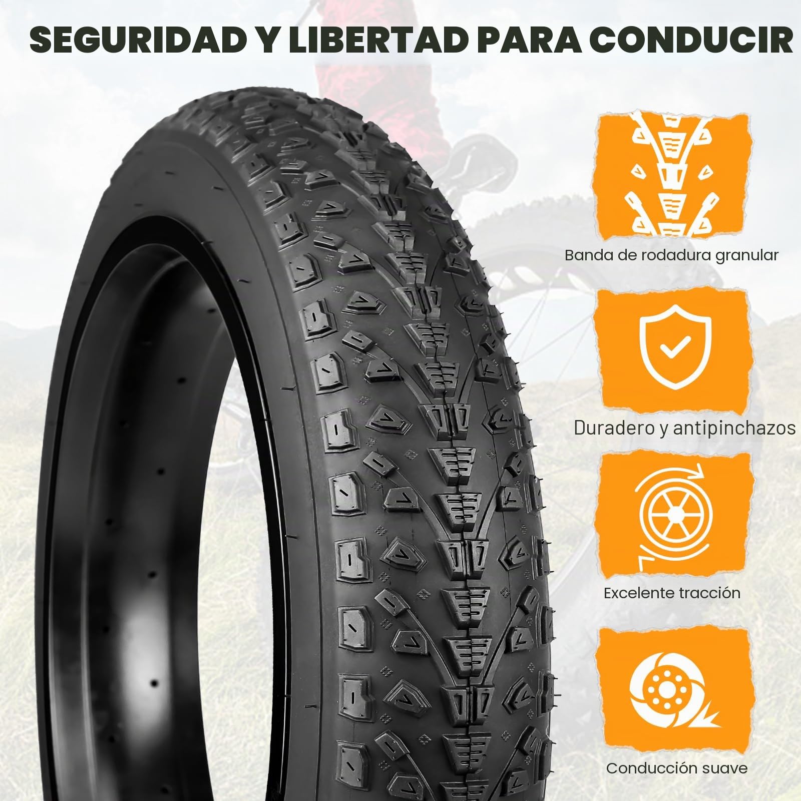 Neumático de Bicicleta Eléctrica de 20x3.0 pulgadas, Neumático Antipinchazos 76-406 para Bicicleta Eléctrica/Fat Bike/MTB (Negro, 2 Pcs Neumático 20x3.0 (Solo 2 neumáticos))