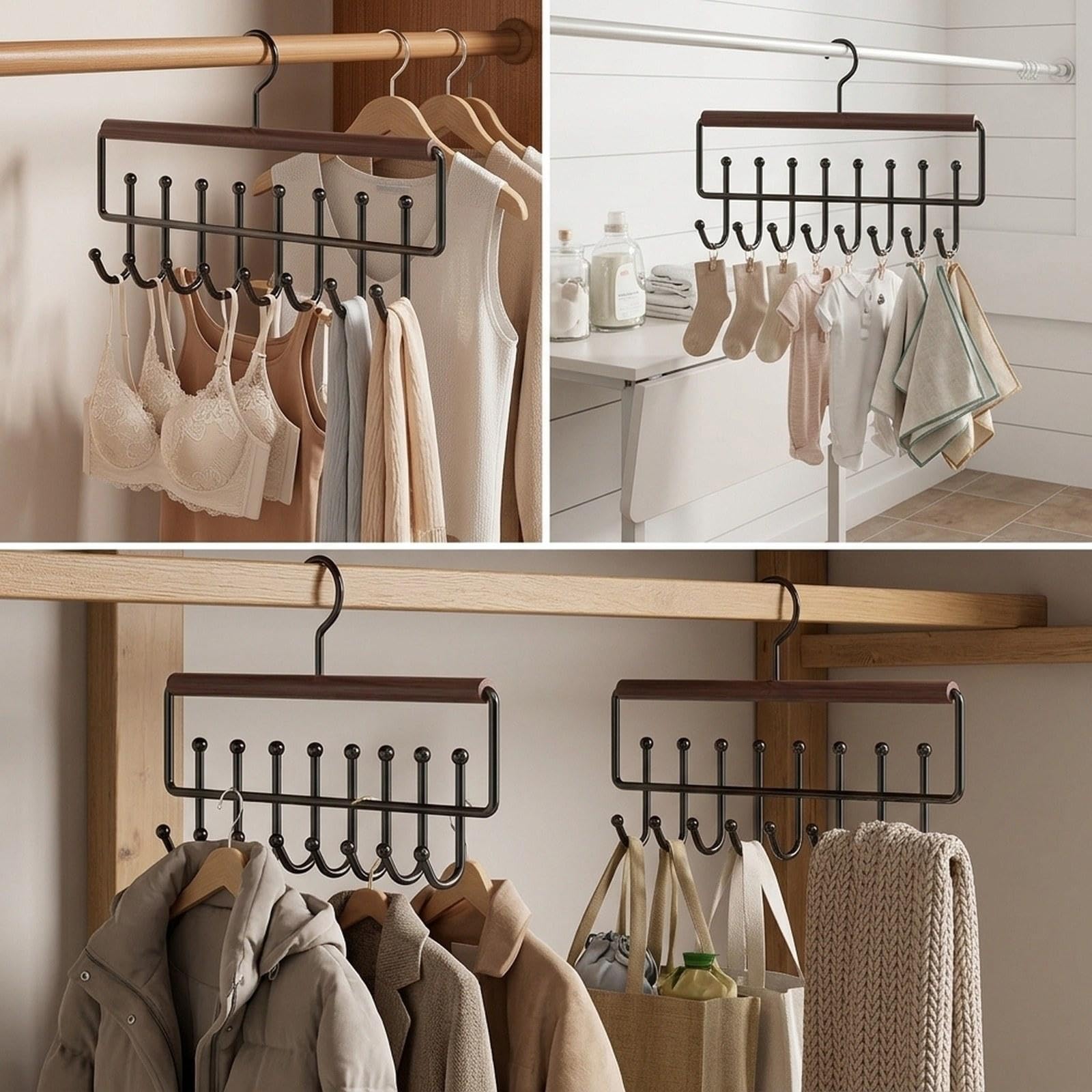 Organizador Metálico para Cinturones Y Corbatas (5 Piezas), Ideal para Armarios, Habitaciones de Estudiantes O Dormitorios Universitarios, Negro, Individual